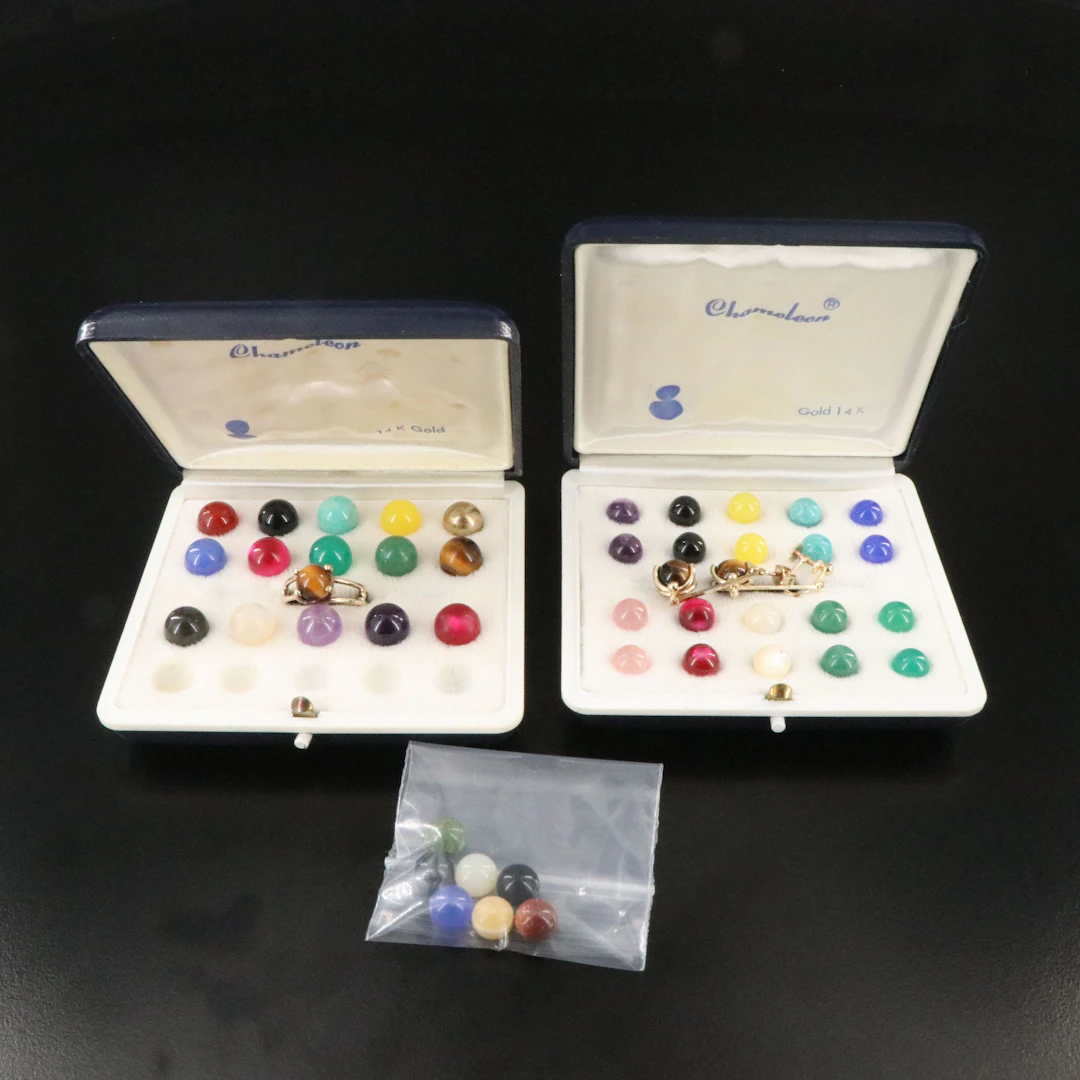 Interchangable Stone Ring and Earrings