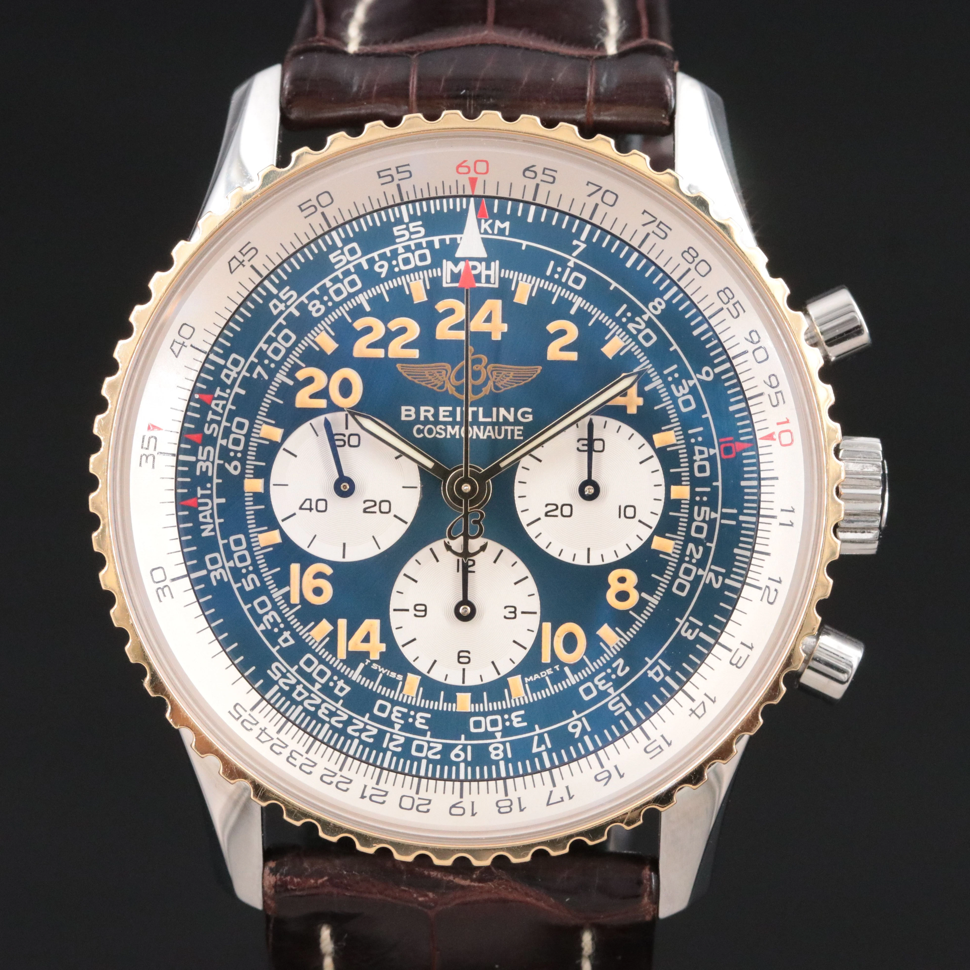 Breitling Navitimer Cosmonaute Lemania Gold Steel Watch