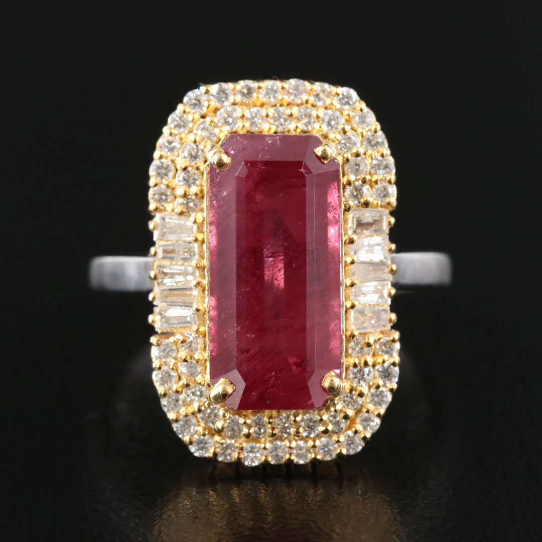 18K 6.55 CT Madagascan Ruby and Diamond Ring with GIA Report