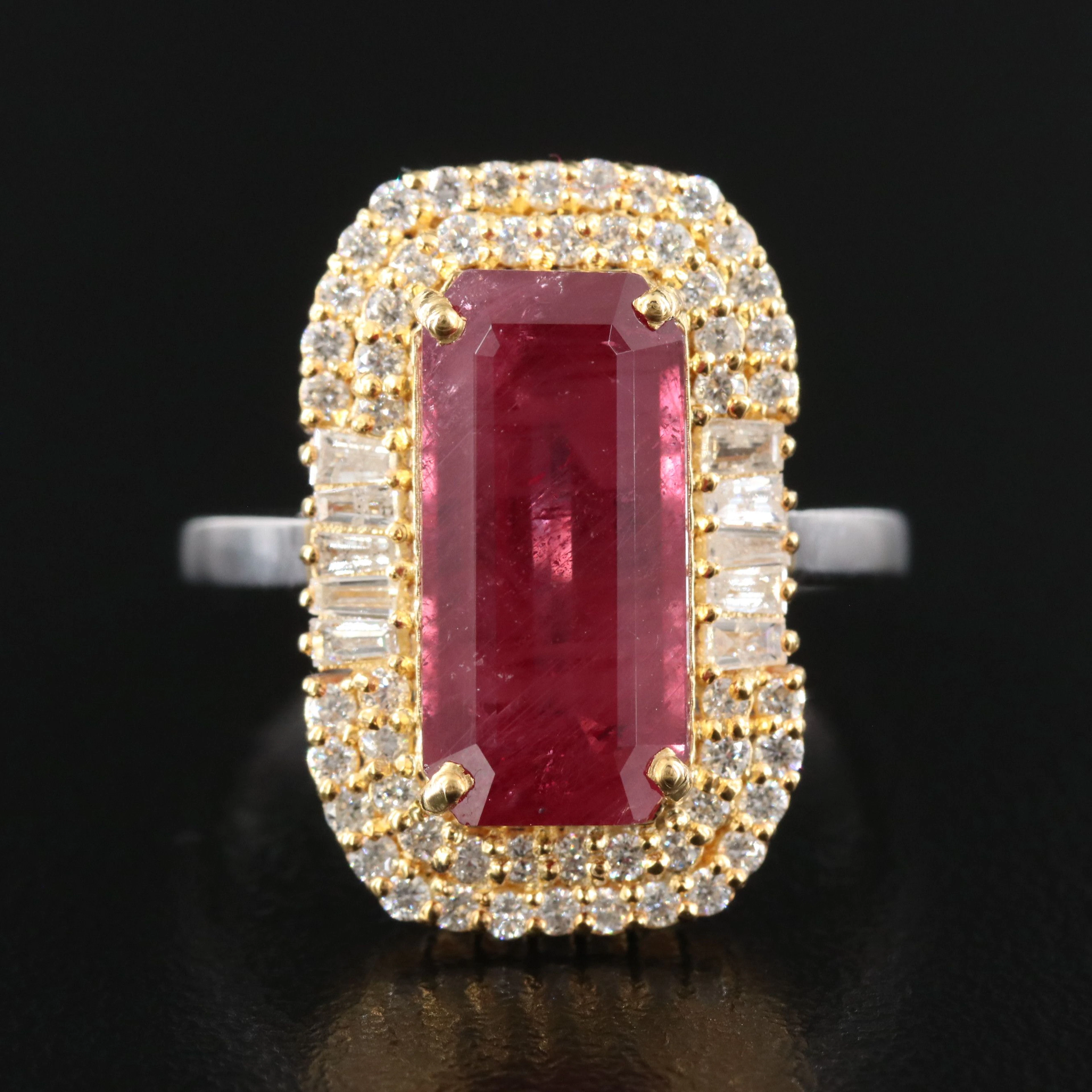 18K 6.55 CT Madagascan Ruby and Diamond Ring with GIA Report