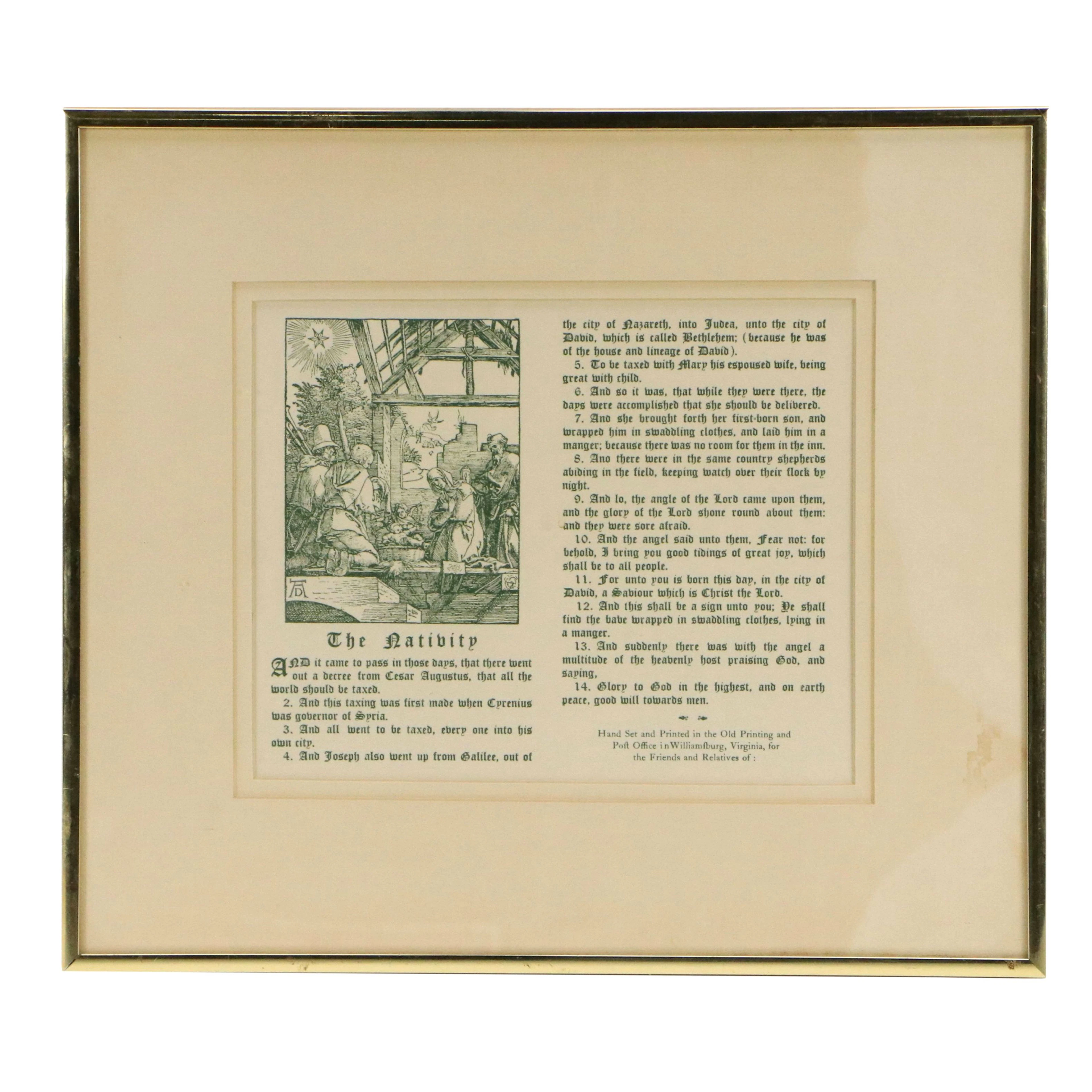 After Albrecht Dürer Wood Engraving Illustration with Letterpress