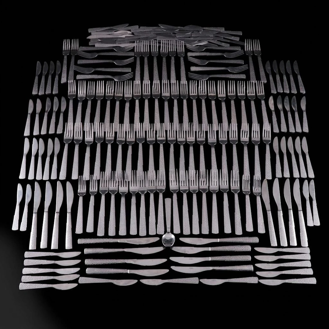 Tria Textured Stainless Steel Dinner Forks and Knives