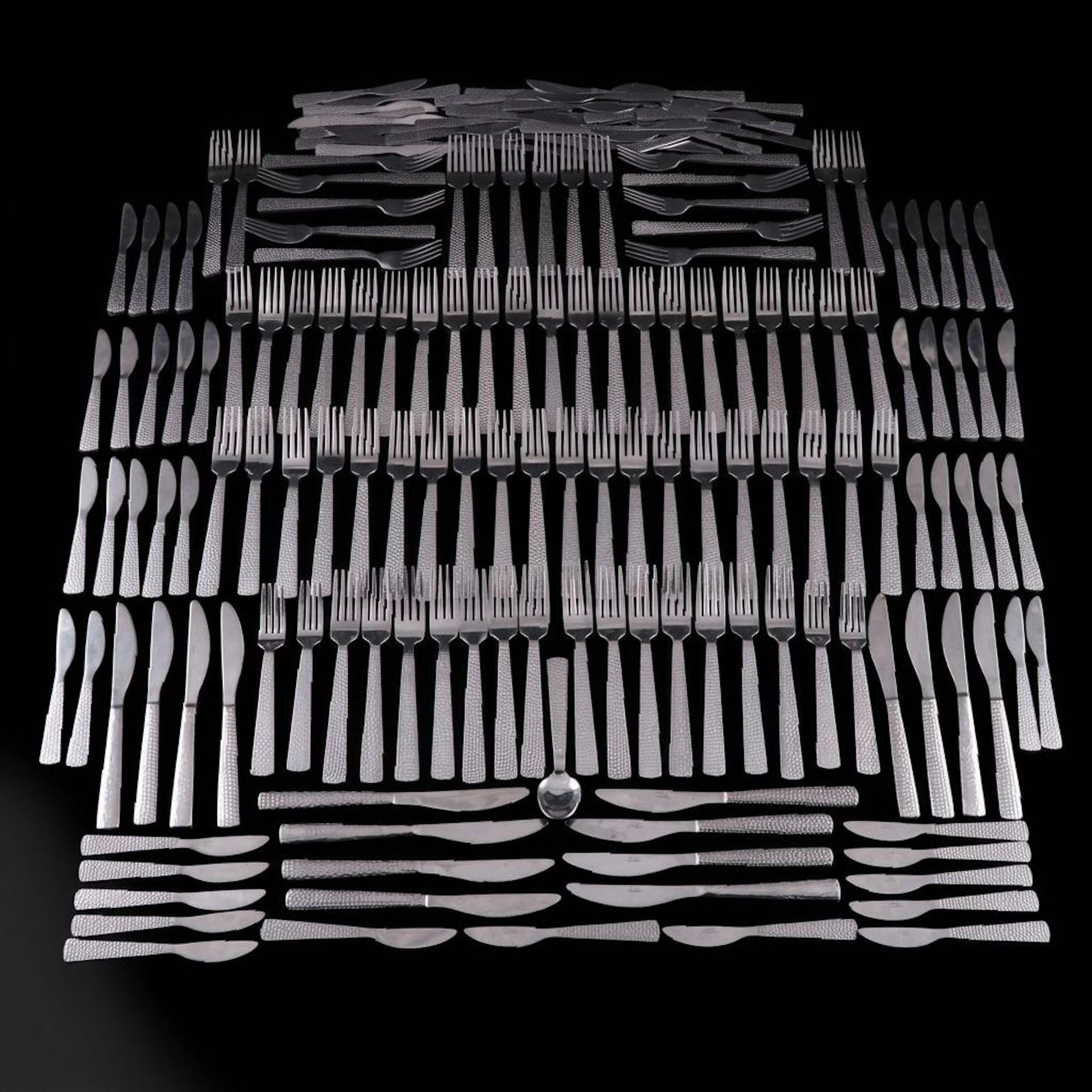 Tria Textured Stainless Steel Dinner Forks and Knives