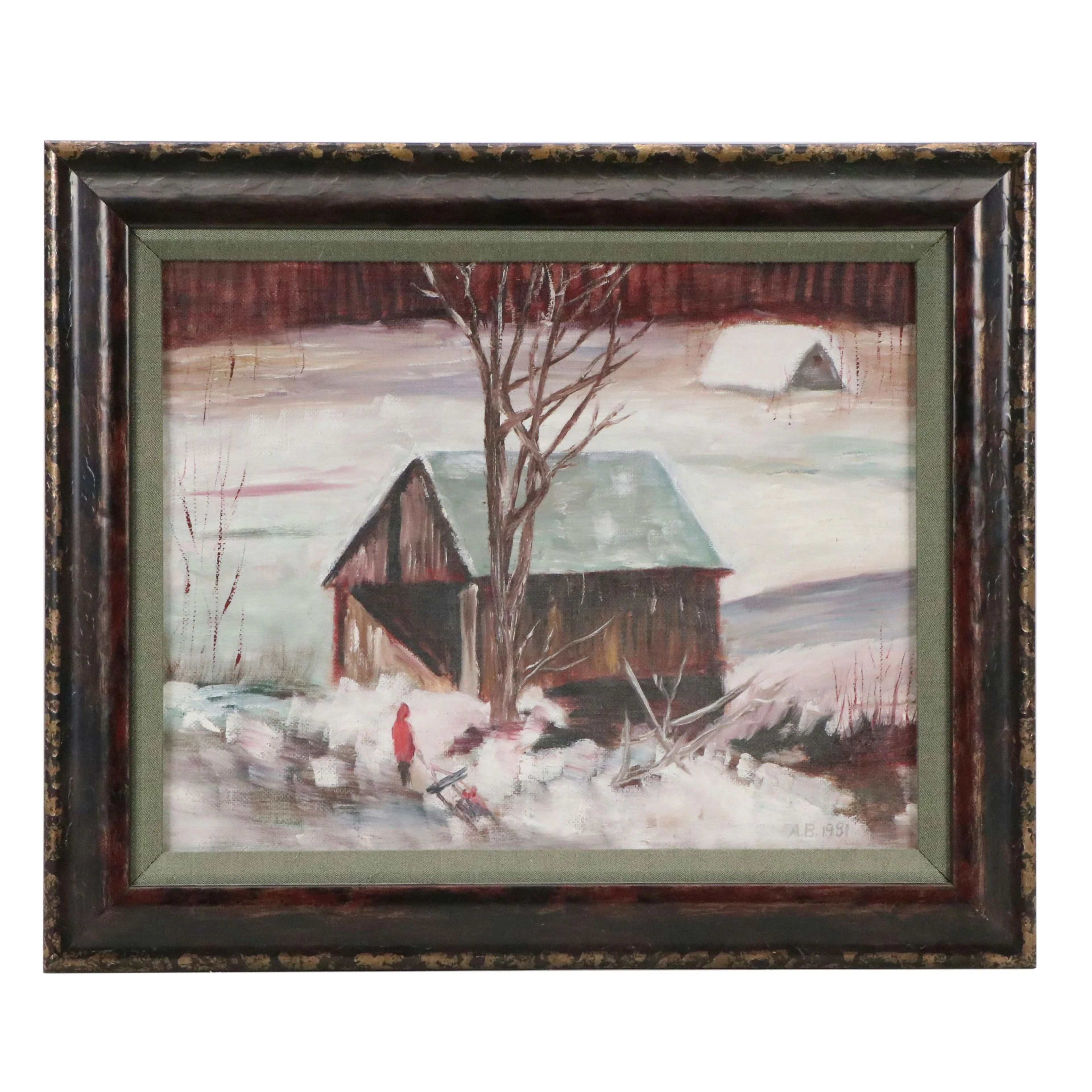 Winter Landscape Oil Painting, 1981
