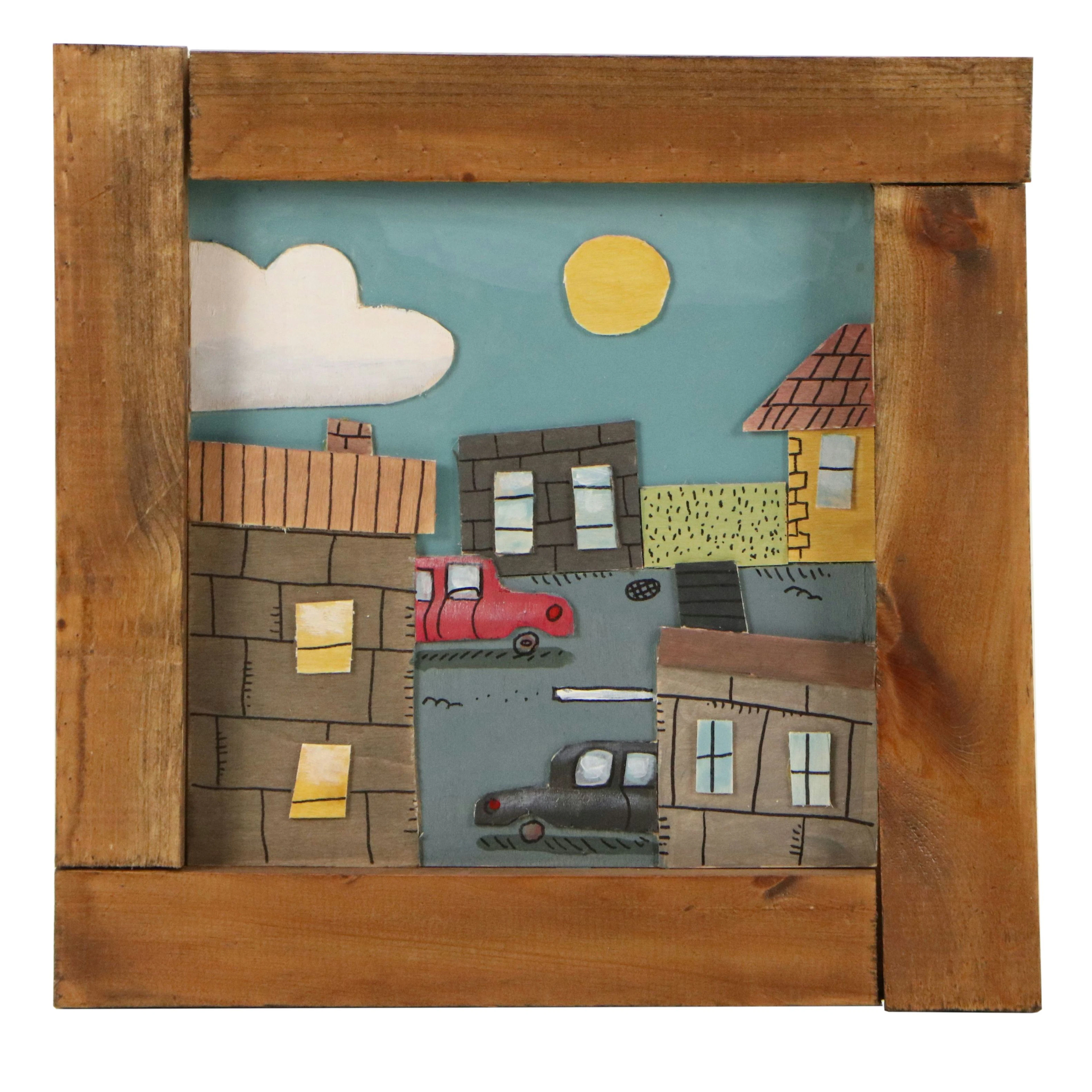 Aaron Wooten Dimensional Mixed Media Painting "Ashland Avenue," 2025