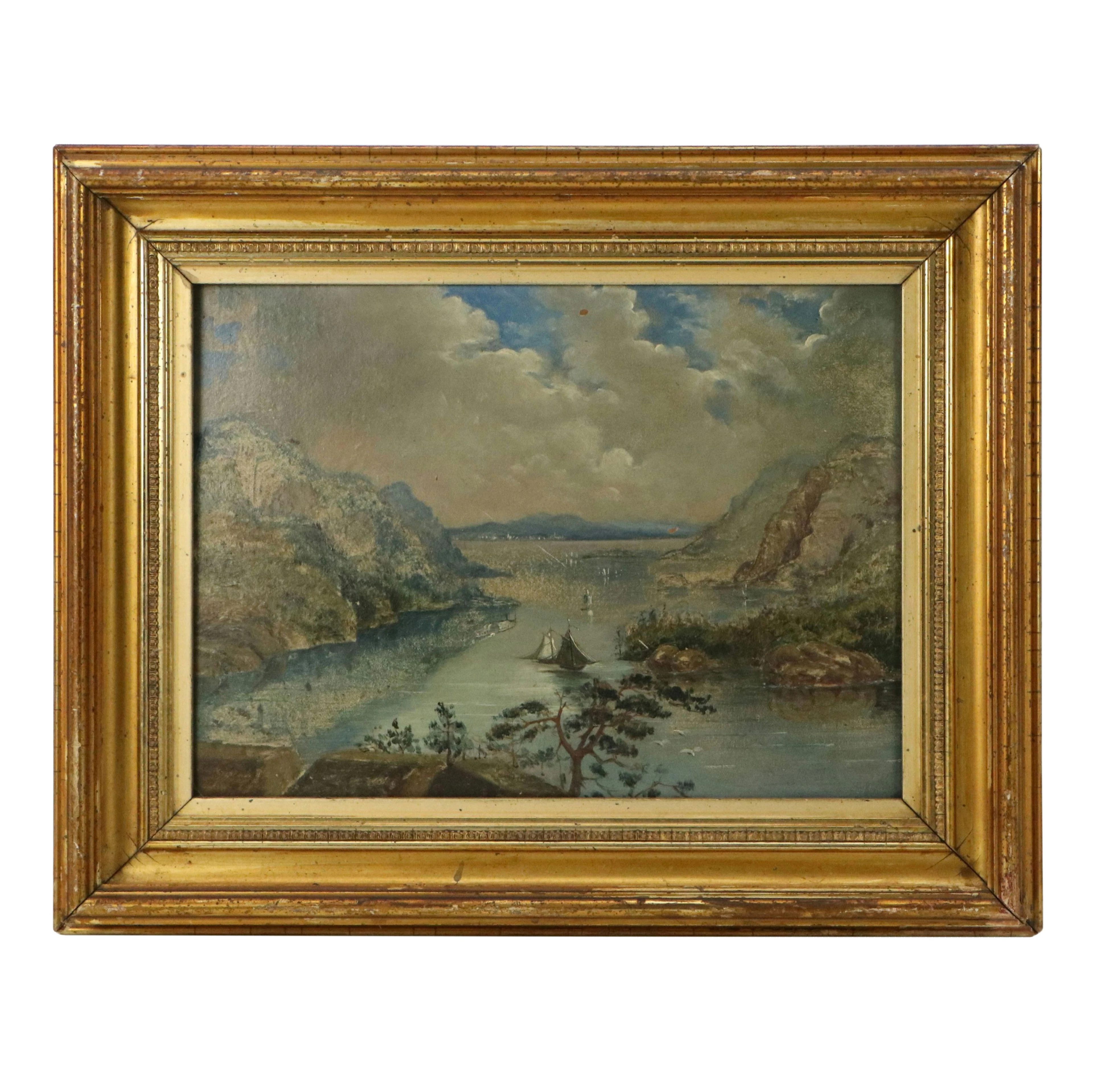 Harbor Landscape Oil Painting, Late 19th to Early 20th Century