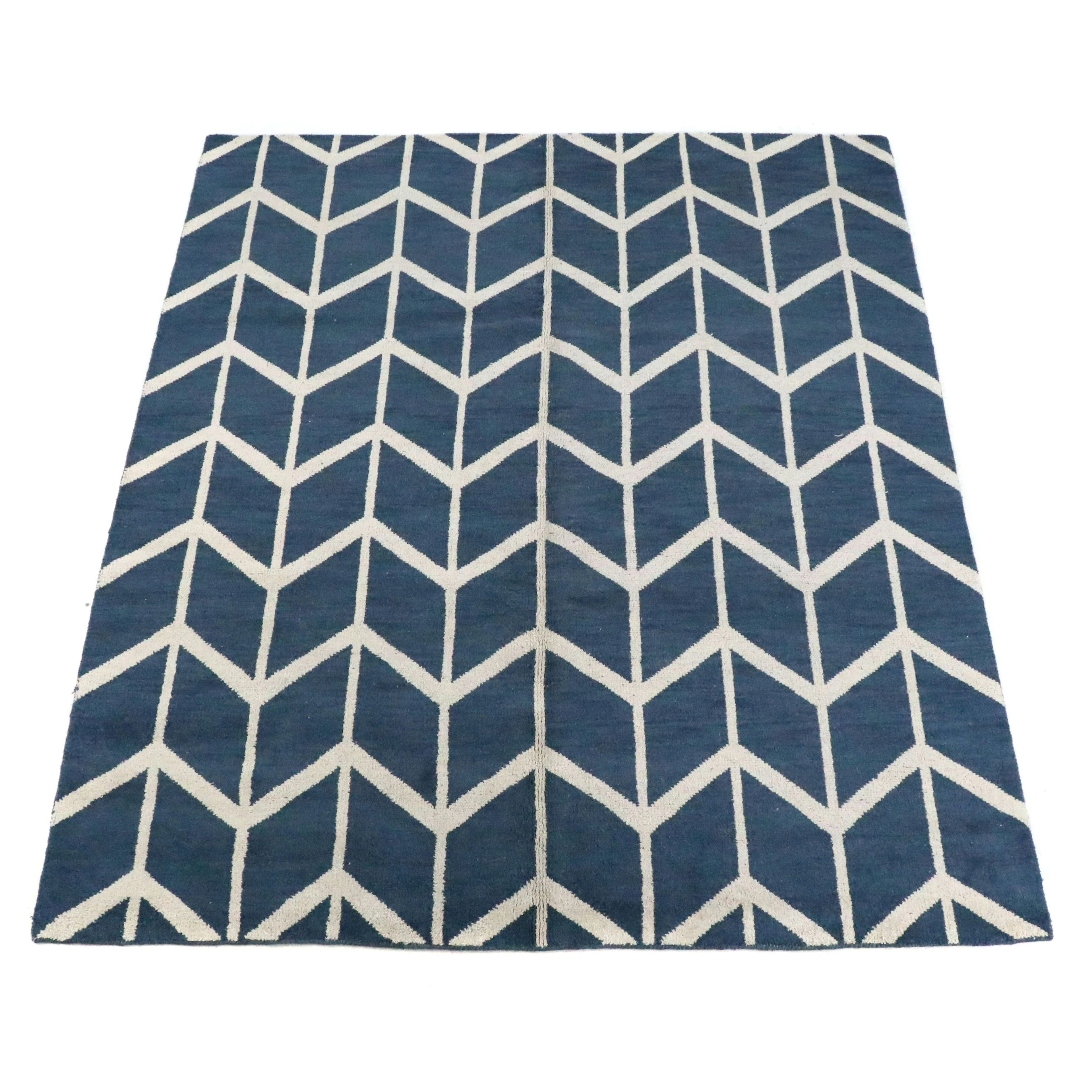 8' x 9'9 Hand-Knotted Indian Contemporary Area Rug
