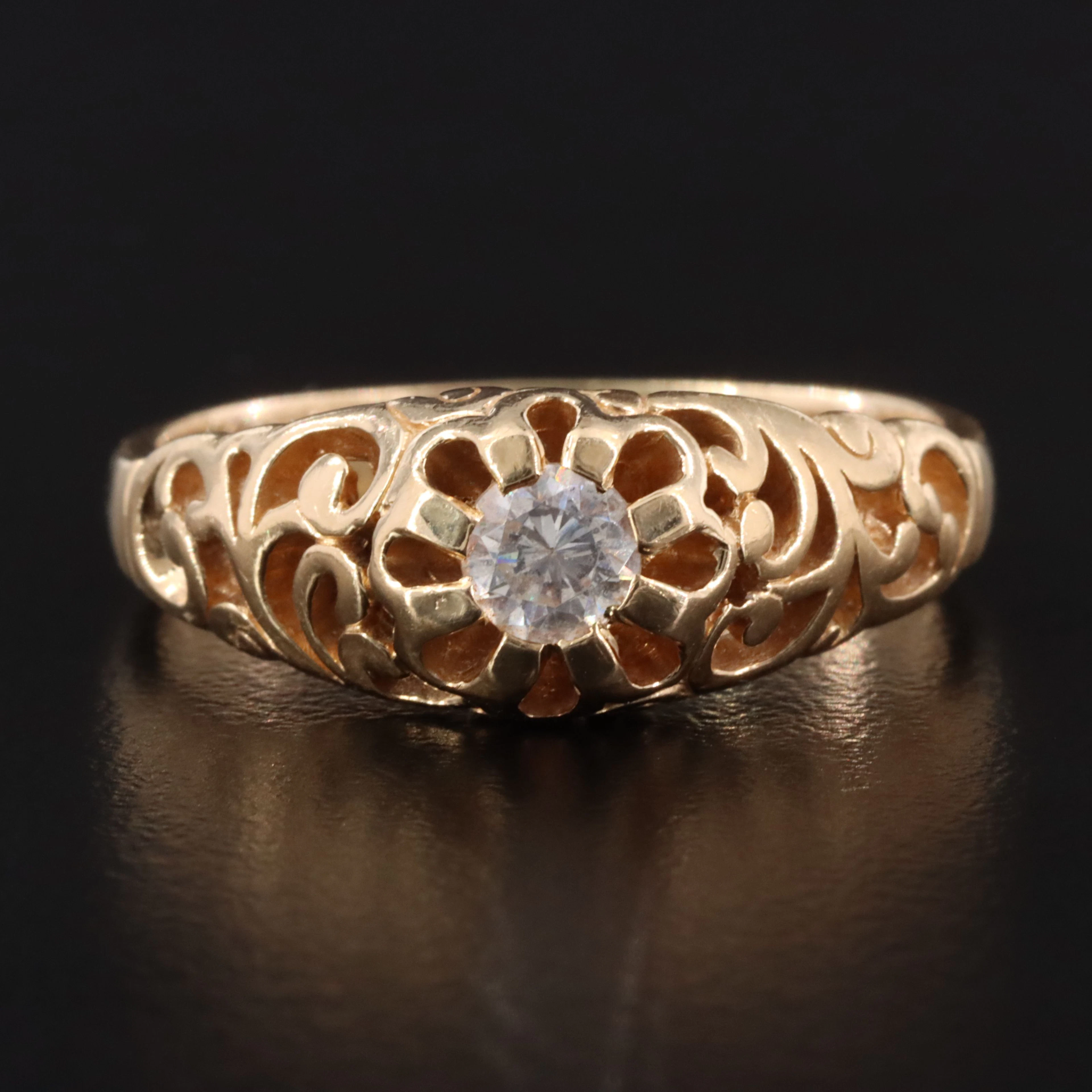 14K CZ Filigree Ring