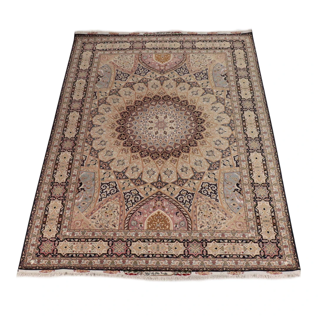 8'1 x 11'11 Hand-Knotted Signed Persian Qom Area Rug