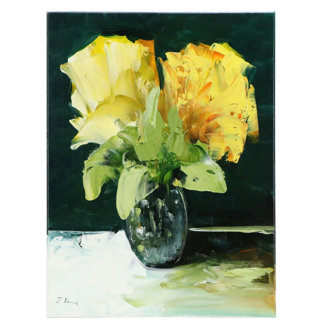 José M. Lima Still Life Oil Painting of Vase of Flowers, 2026