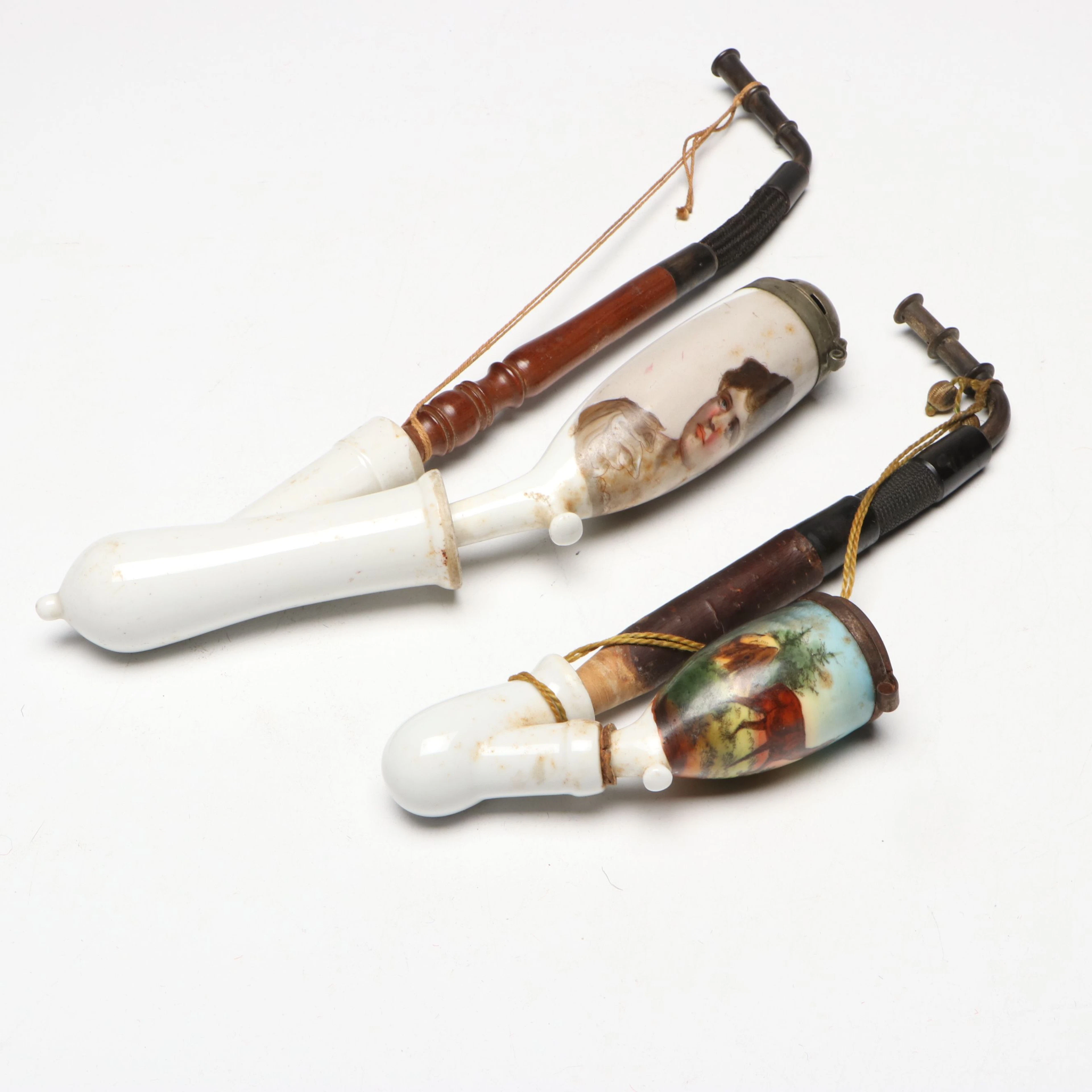 Tyrolean Porcelain Pipes, Antique