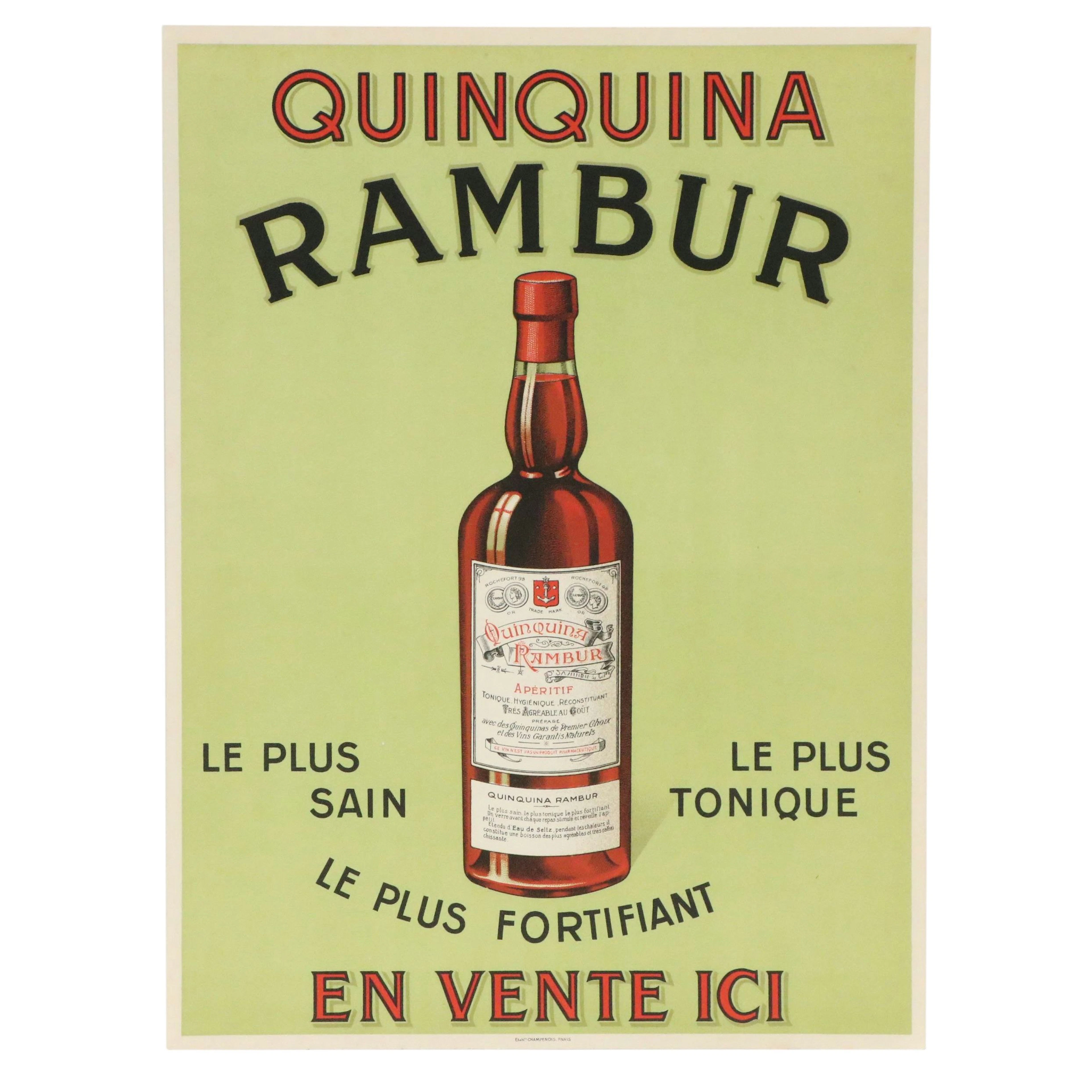Lithograph Advertising Poster "Quinquina Rambur," Circa 1920