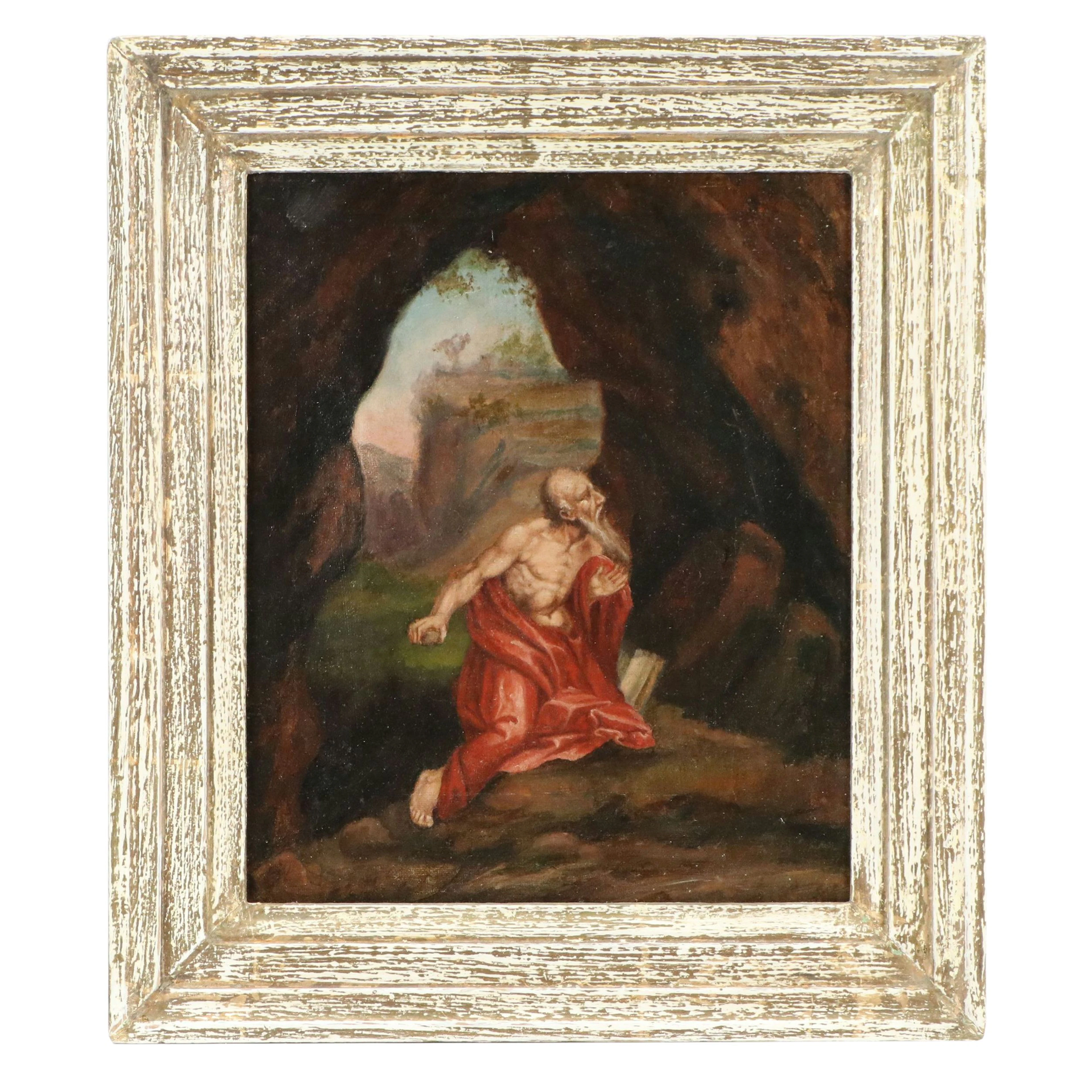 Continental School Oil Painting of Saint Jerome, 19th to Early 20th Century