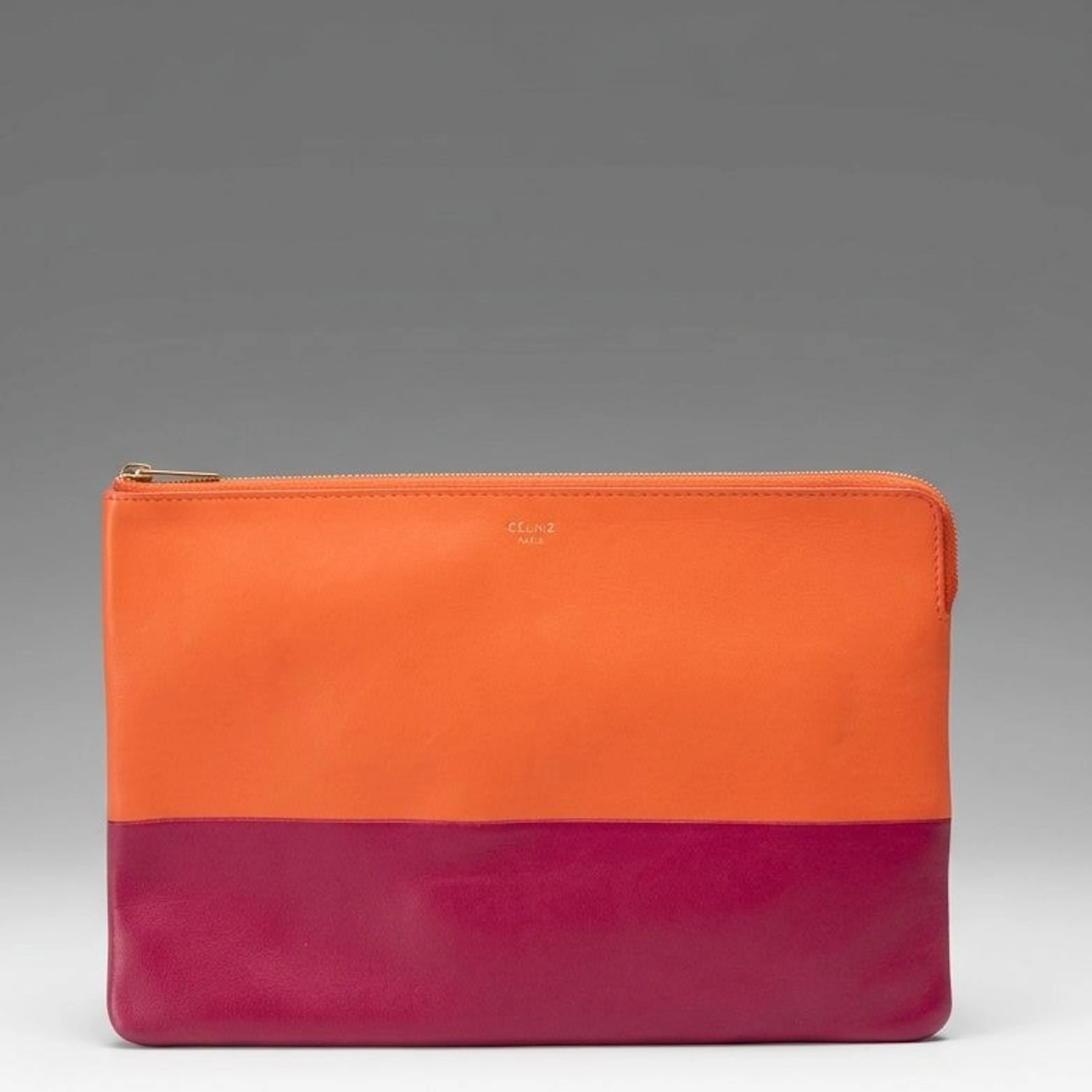Celine Phoebe Philo Bicolor Solo Clutch Bag in Lambskin Leather
