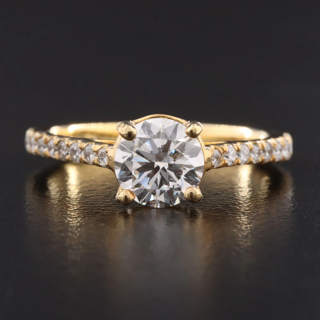 14K 1.23 CTW Diamond Ring with Lab Grown Center
