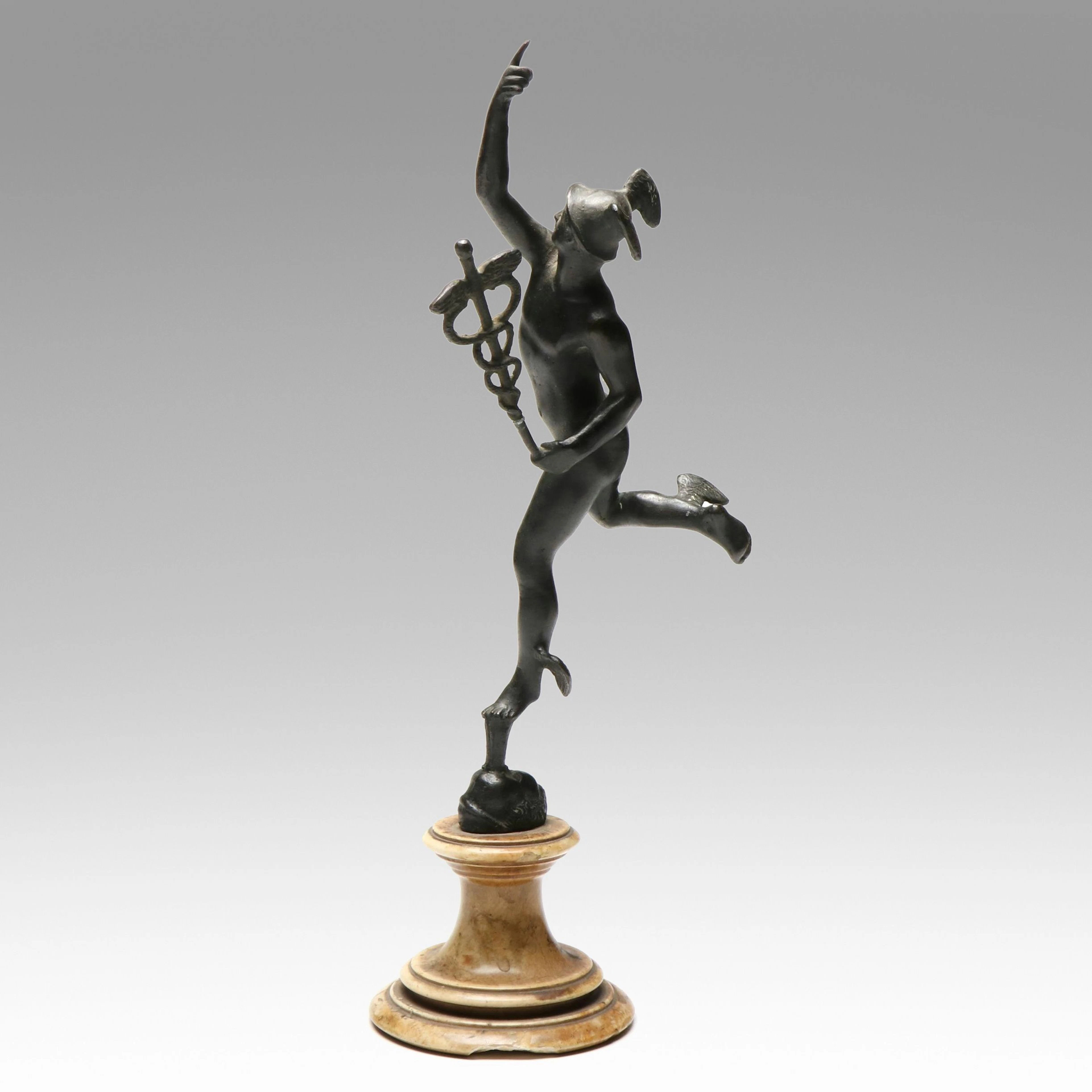 Italian Mannerist "Flying Mercury" Cast Metal Statuette After Giambologna