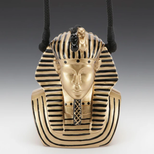 Timmy Woods of Beverly Hills King Tutankhamun Acacia Wood Purse