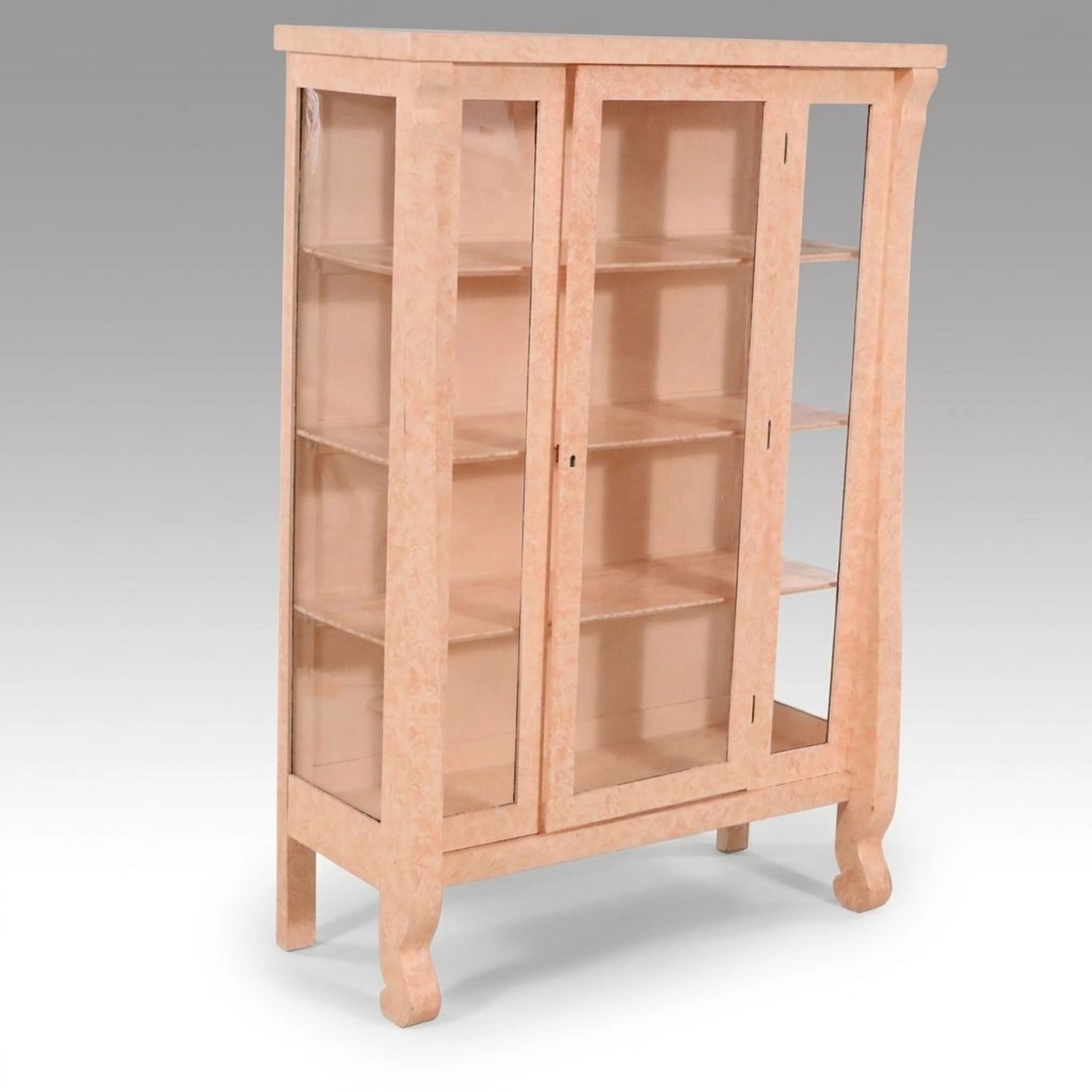 American Empire Style Sponge Painted Glass Front Cabinet, 20th Century