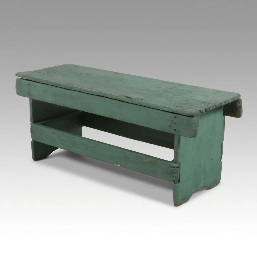 Primitive Style Painted Wood Bench