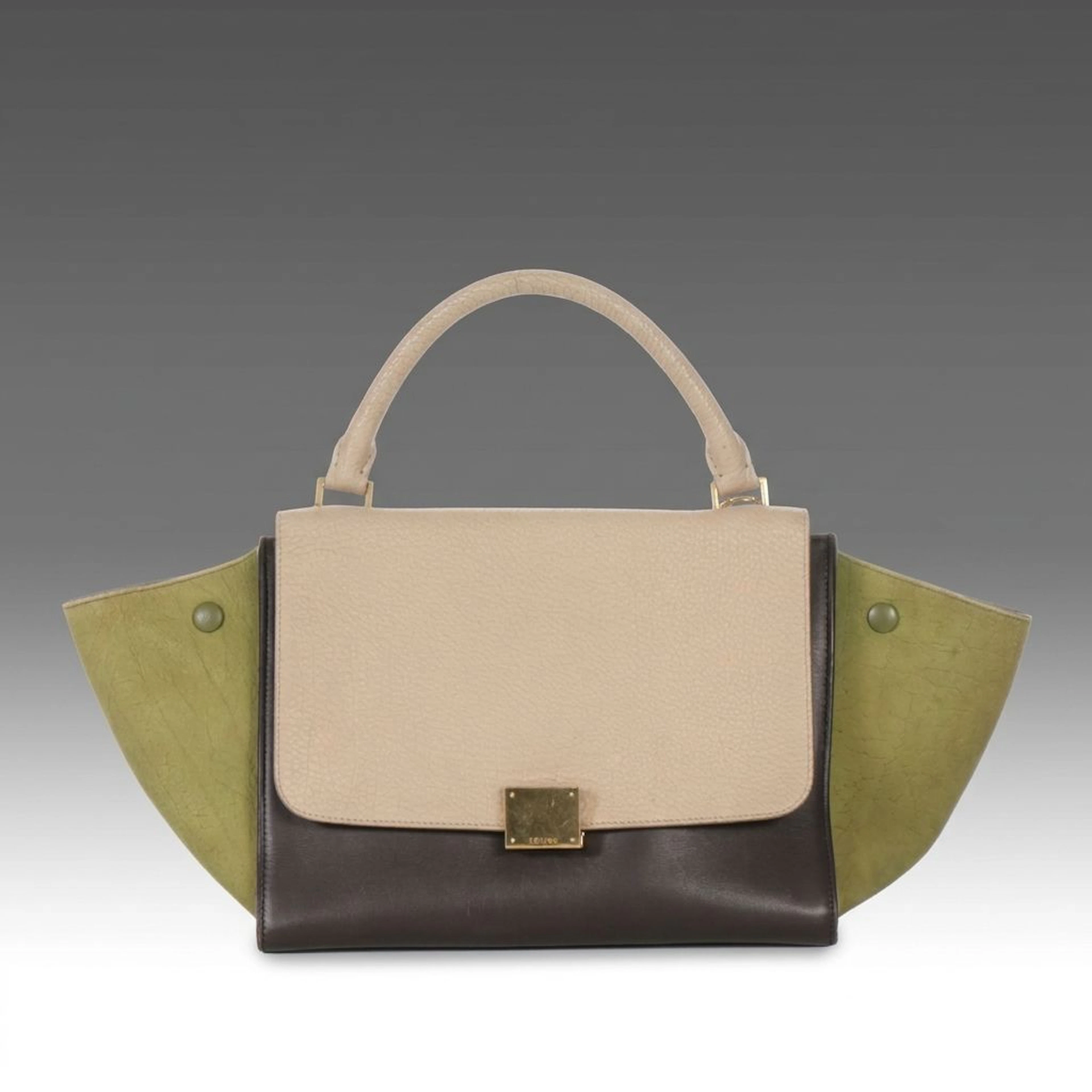 Céline Medium Trapeze Bag in Tricolor Grained and Smooth Calfskin Leather