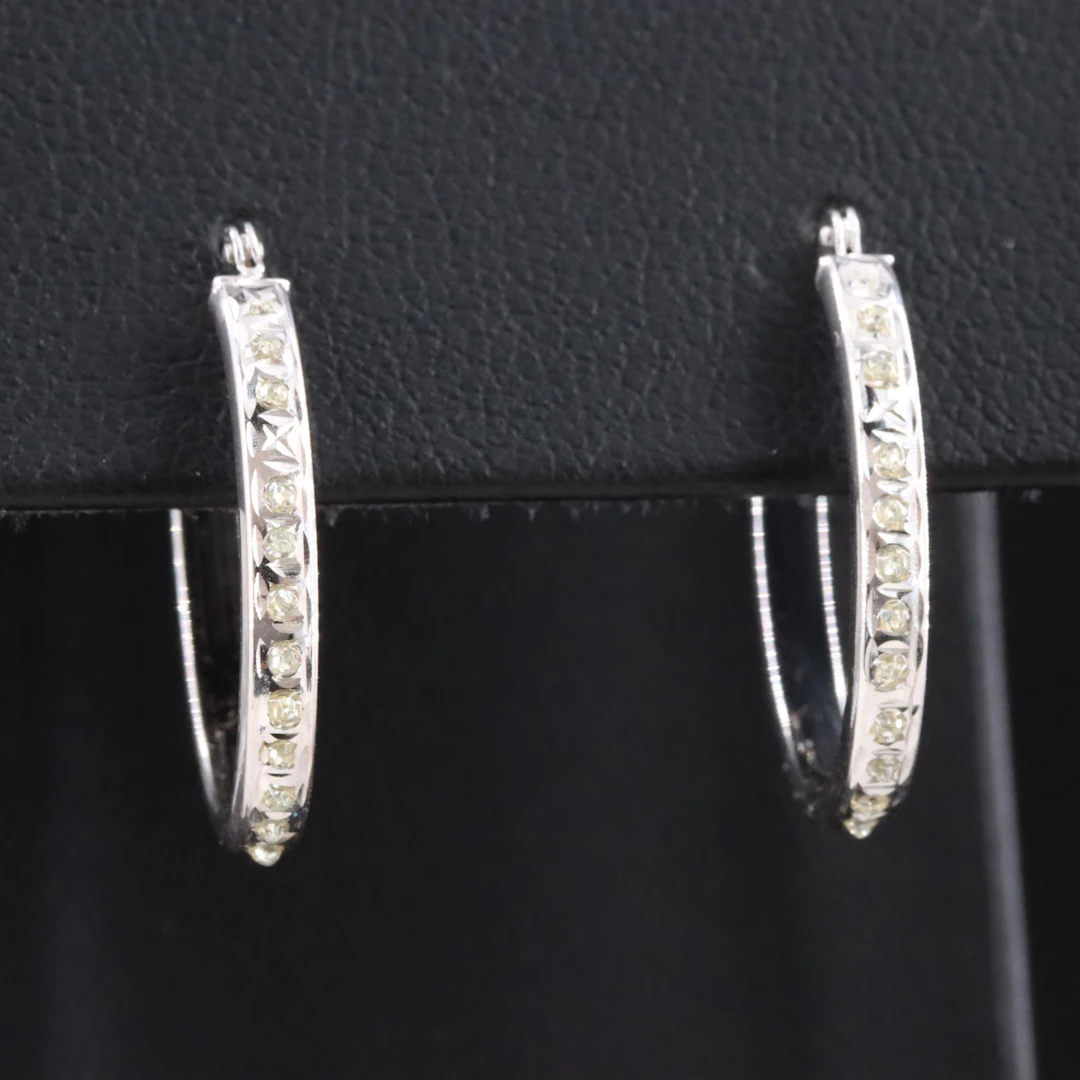 14K Hoop Earrings with Resin Applique
