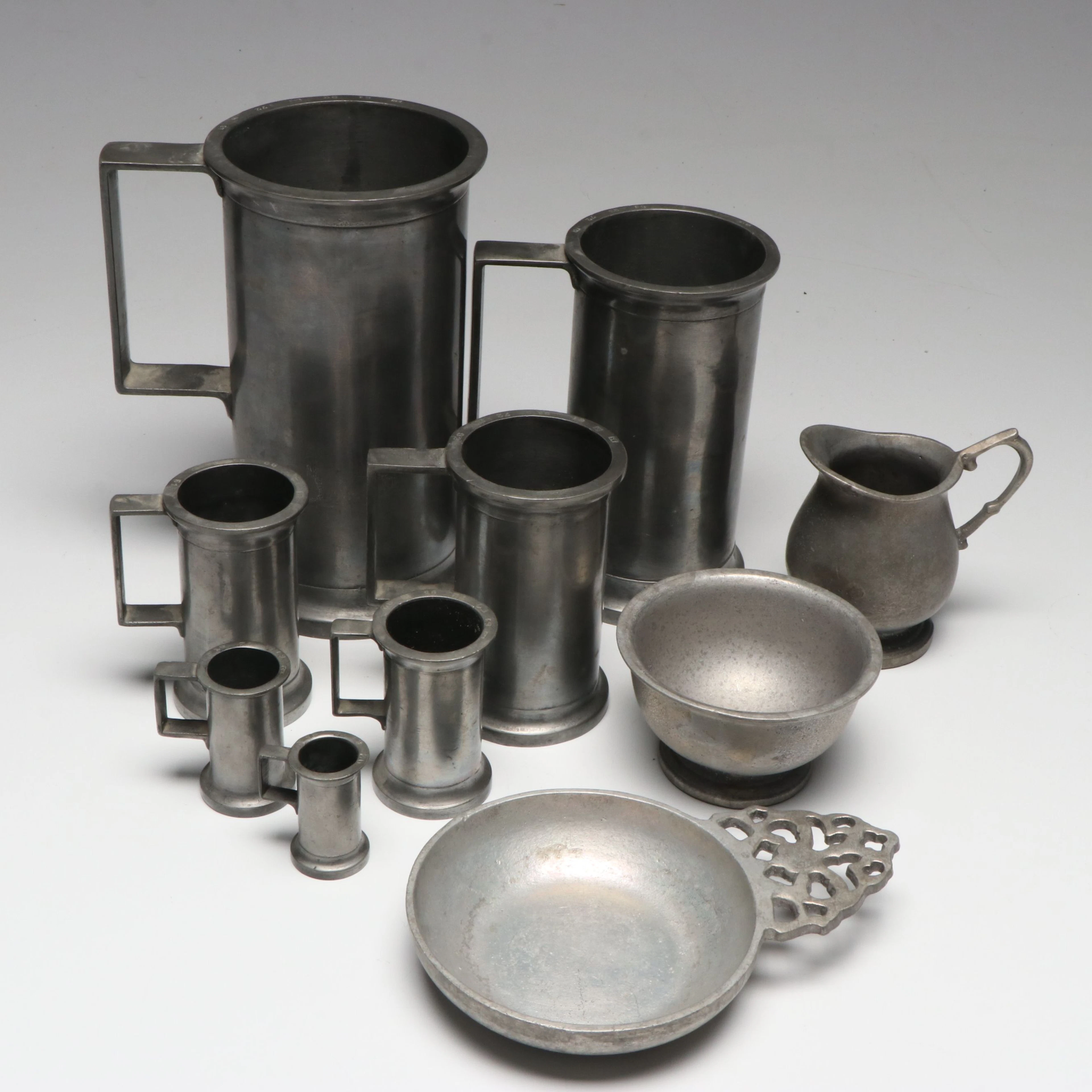 Graduated Pewter Measuring Cups with Other Wilton Armetale Table Accessories
