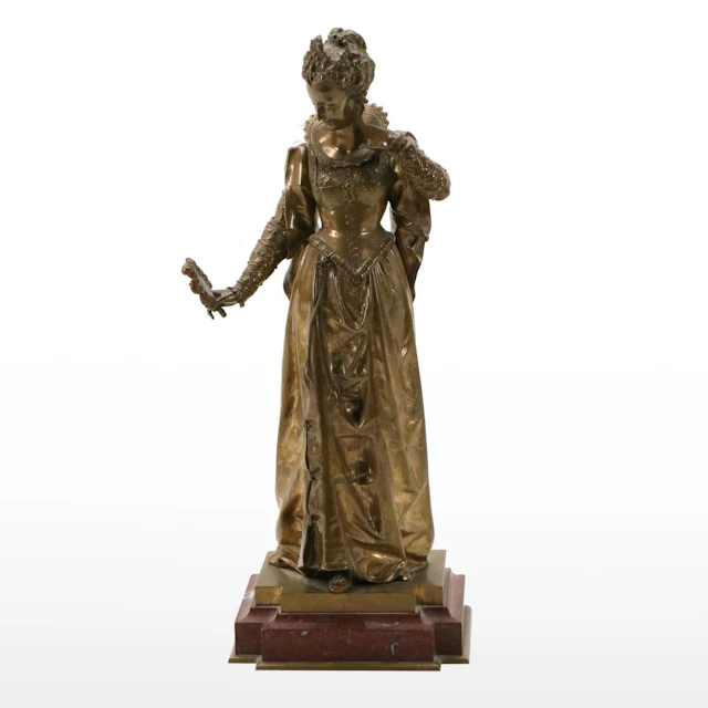 Cast Brass Sculpture After Eutrope Bouret of Queen Elizabeth I, 20th Century