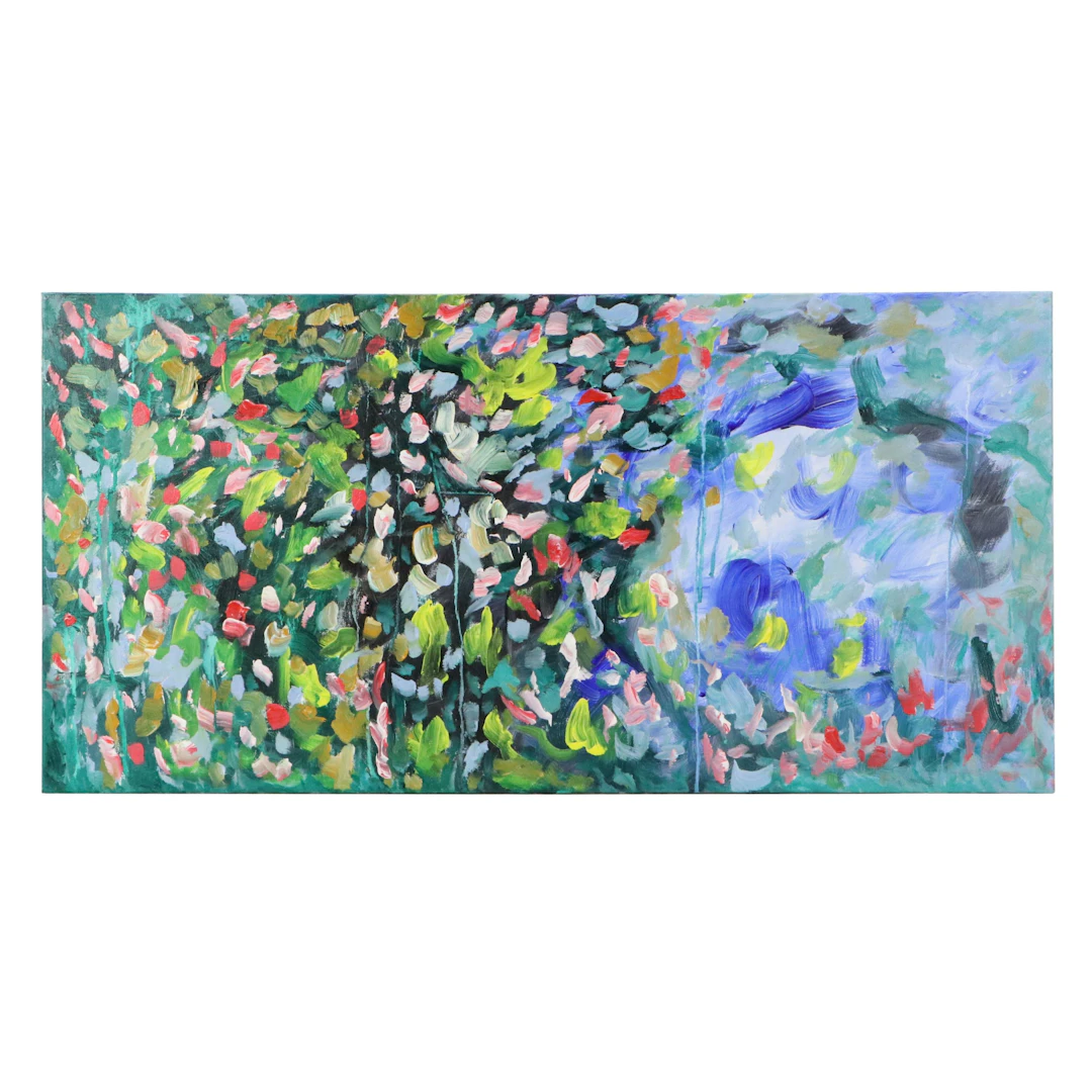 Saul Gefen Abstract Acrylic Painting "Beyond the Thicket," 2026
