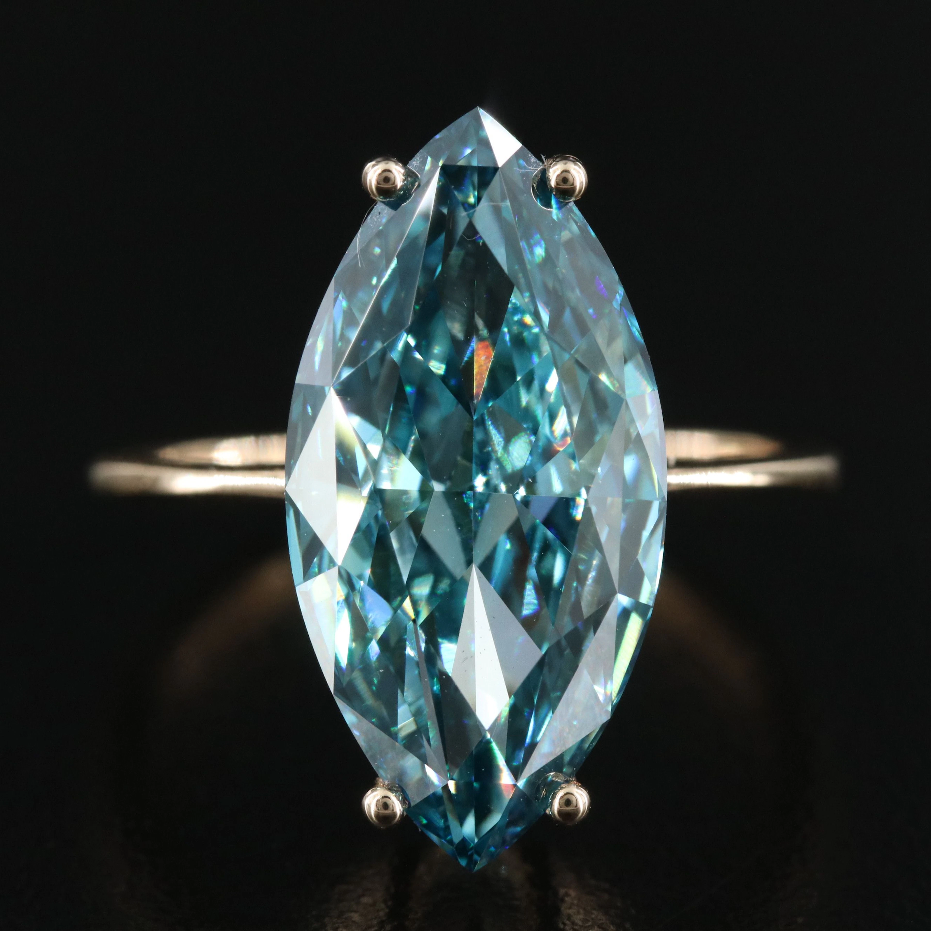 14K 8.11 CT Fancy Blue Lab Grown Diamond Ring
