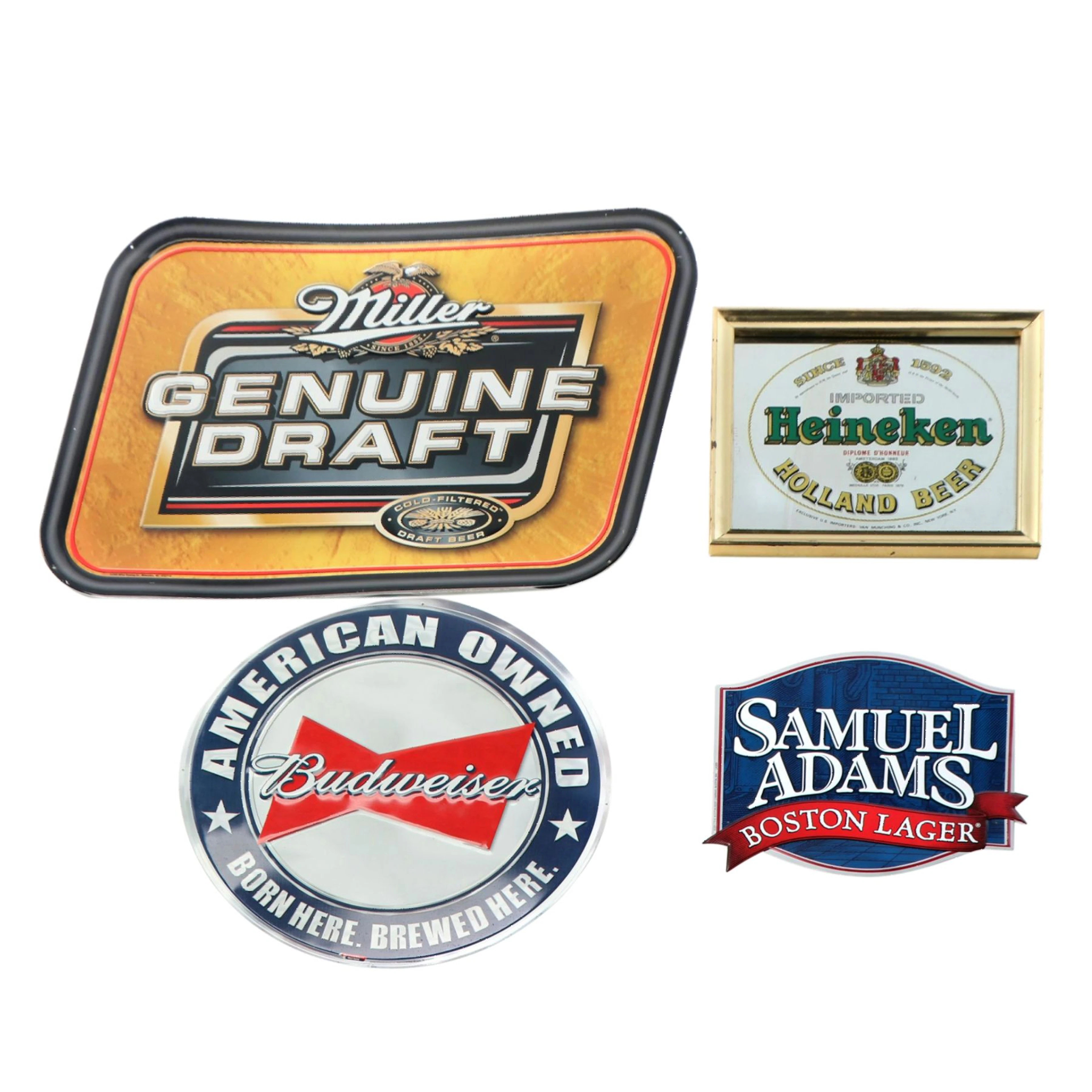 Miller, Samuel Adams, Budweiser and Heineken Advertising Signs