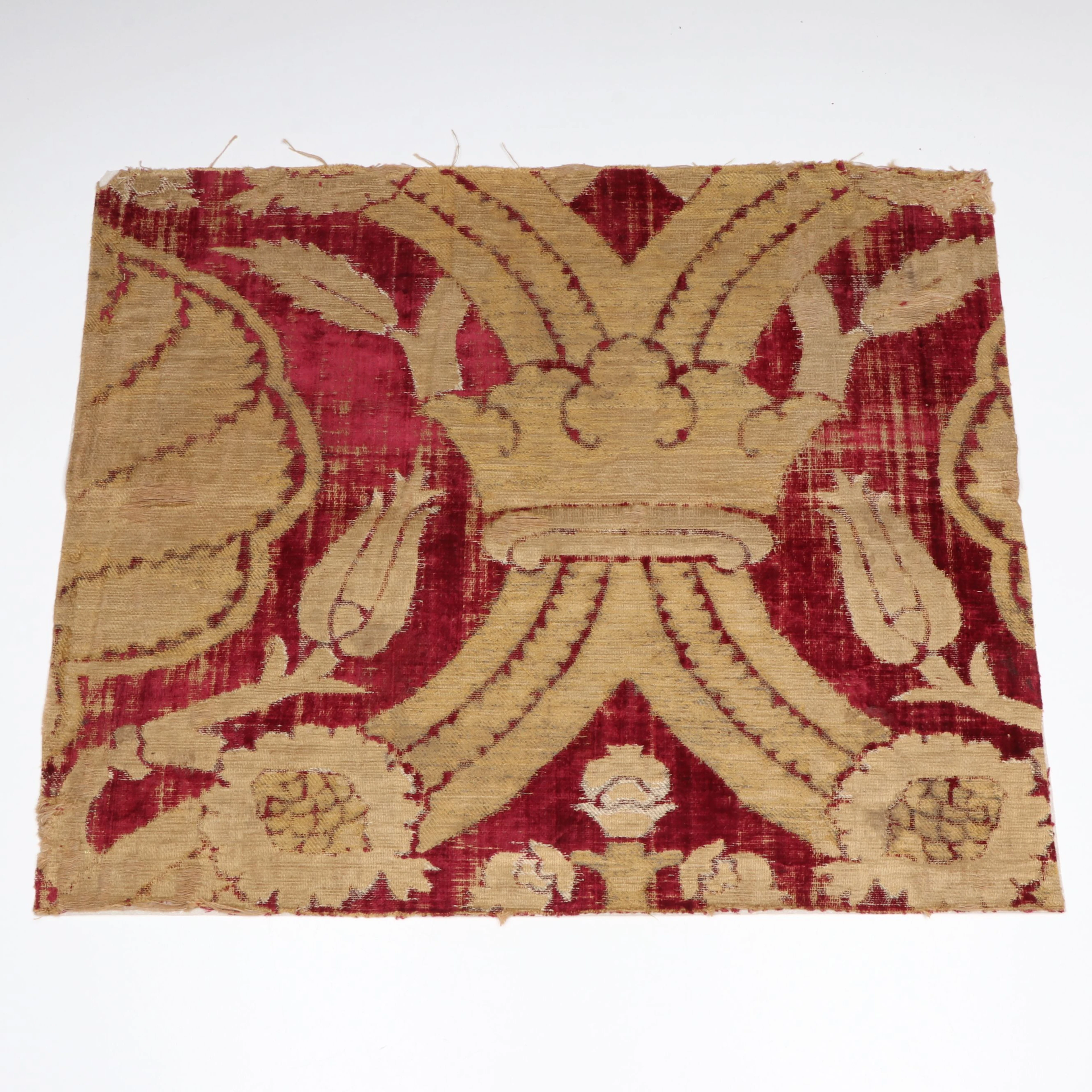 Antique Ottoman Bursa Velvet Textile Fragment, 16th Century