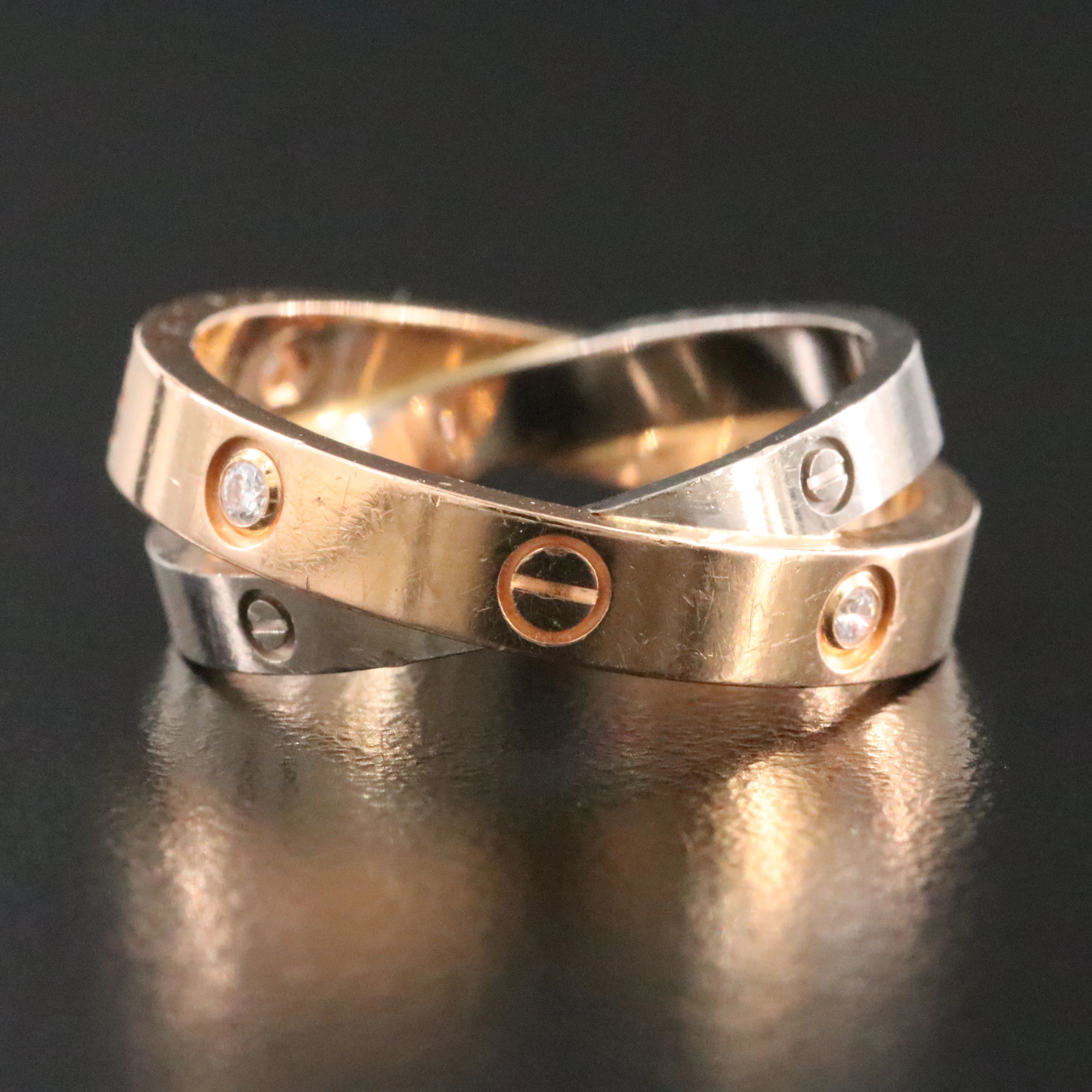 Cartier Be LOVE 18K Two Tone Gold and Diamond Eternity Ring