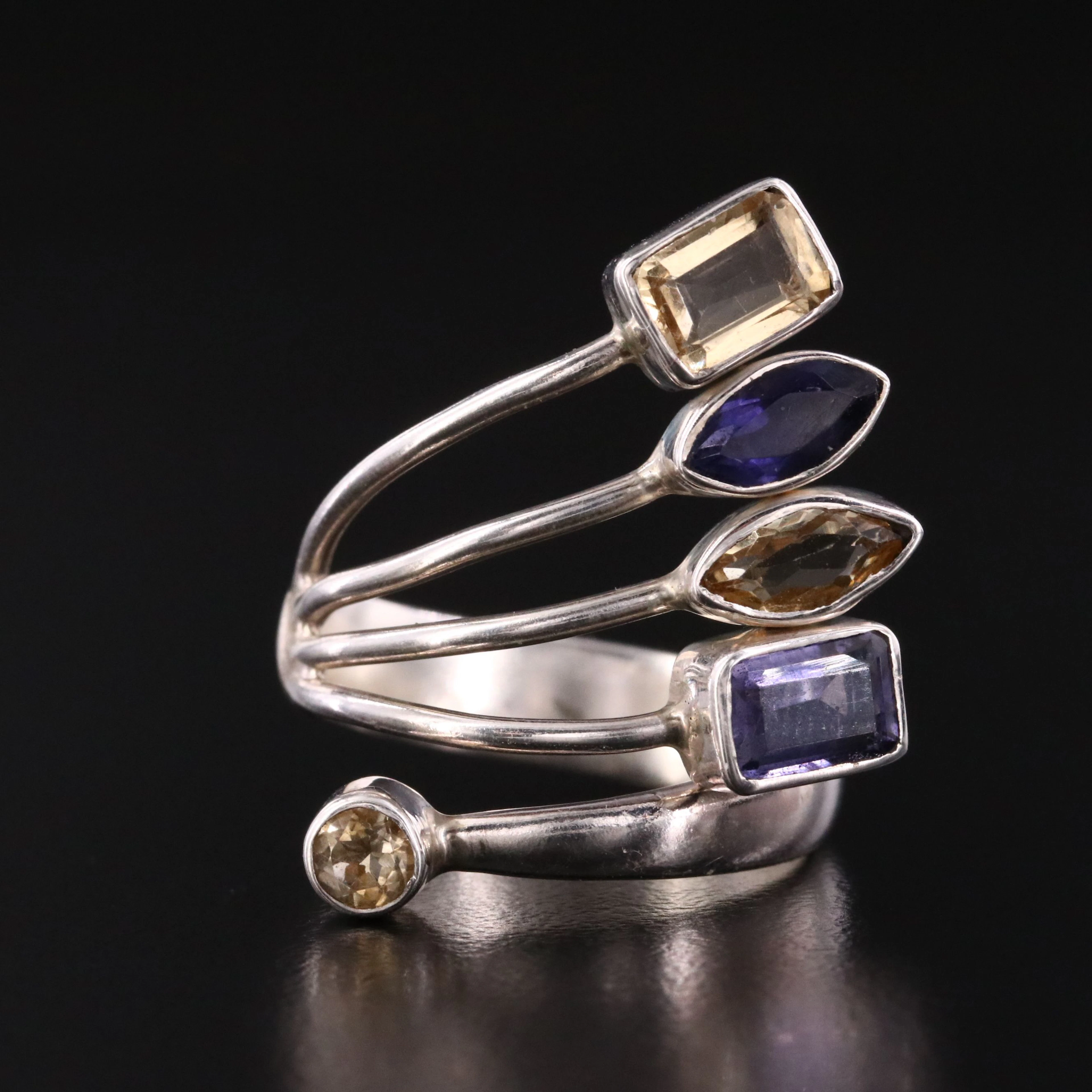 Sterling Citrine and Iolite Ring