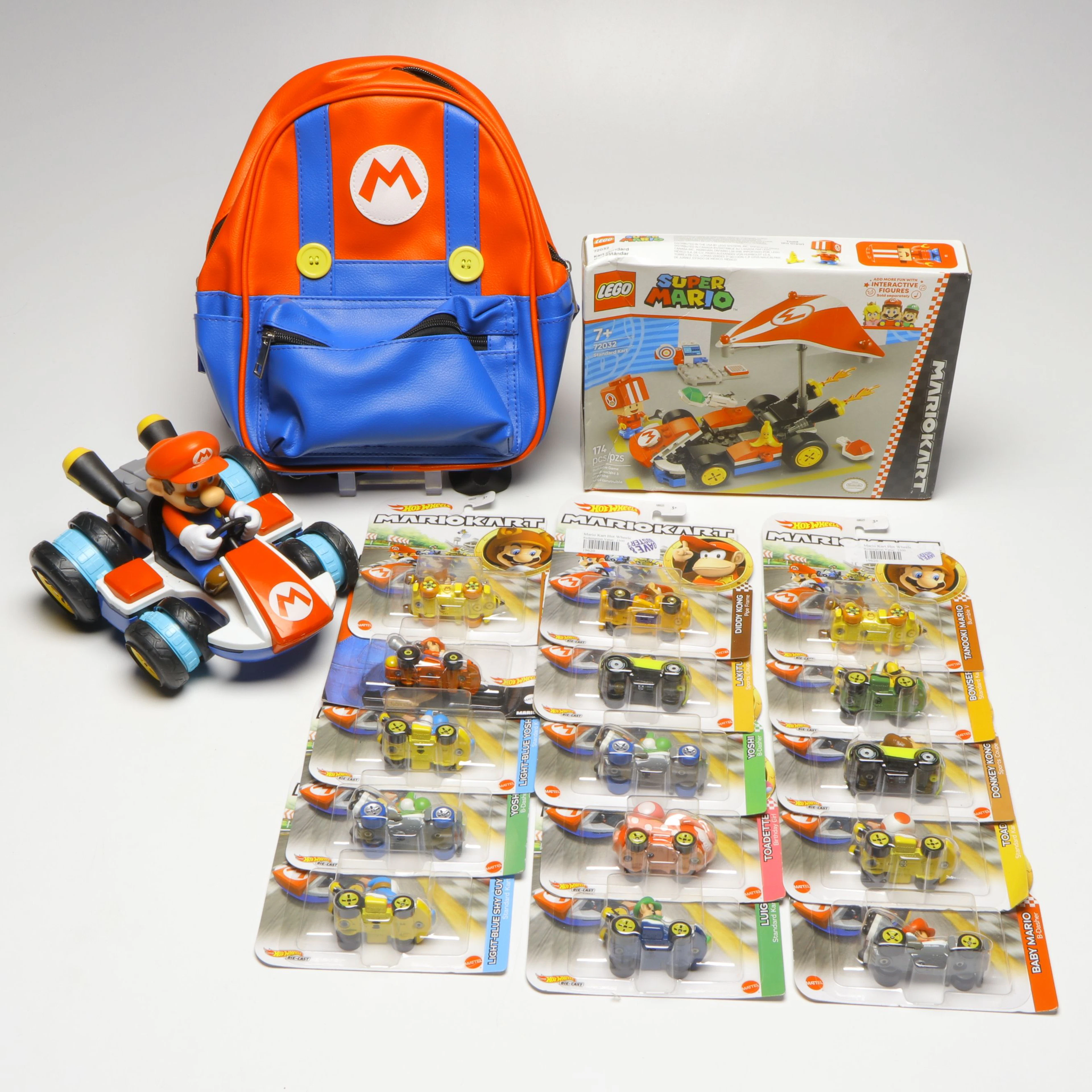 LEGO "Super Mario," Hot Wheels "MarioKart" Toys with Backpack