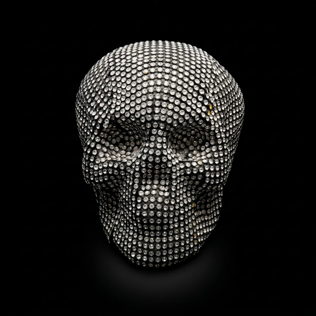 After Damien Hirst Gemstone Illuminating Skull Table Décor, 21st C.