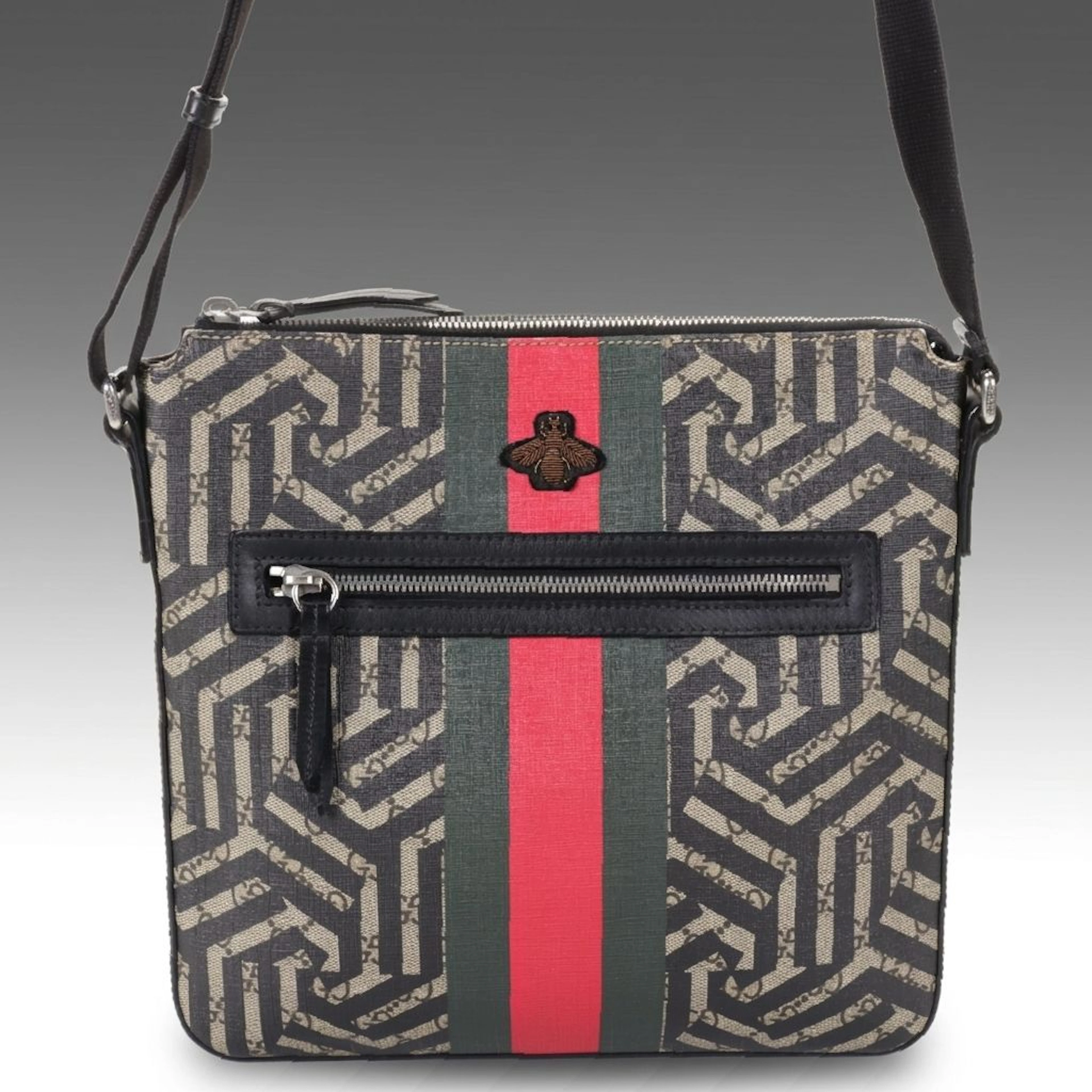 Gucci Crossbody Bag in GG Supreme Caleido Canvas & Web with Bee Detail