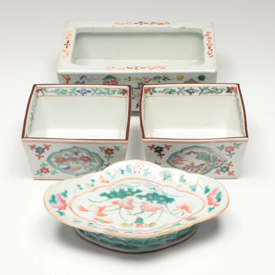 Chinese Import Style Hand-Painted Porcelain Dish and Others