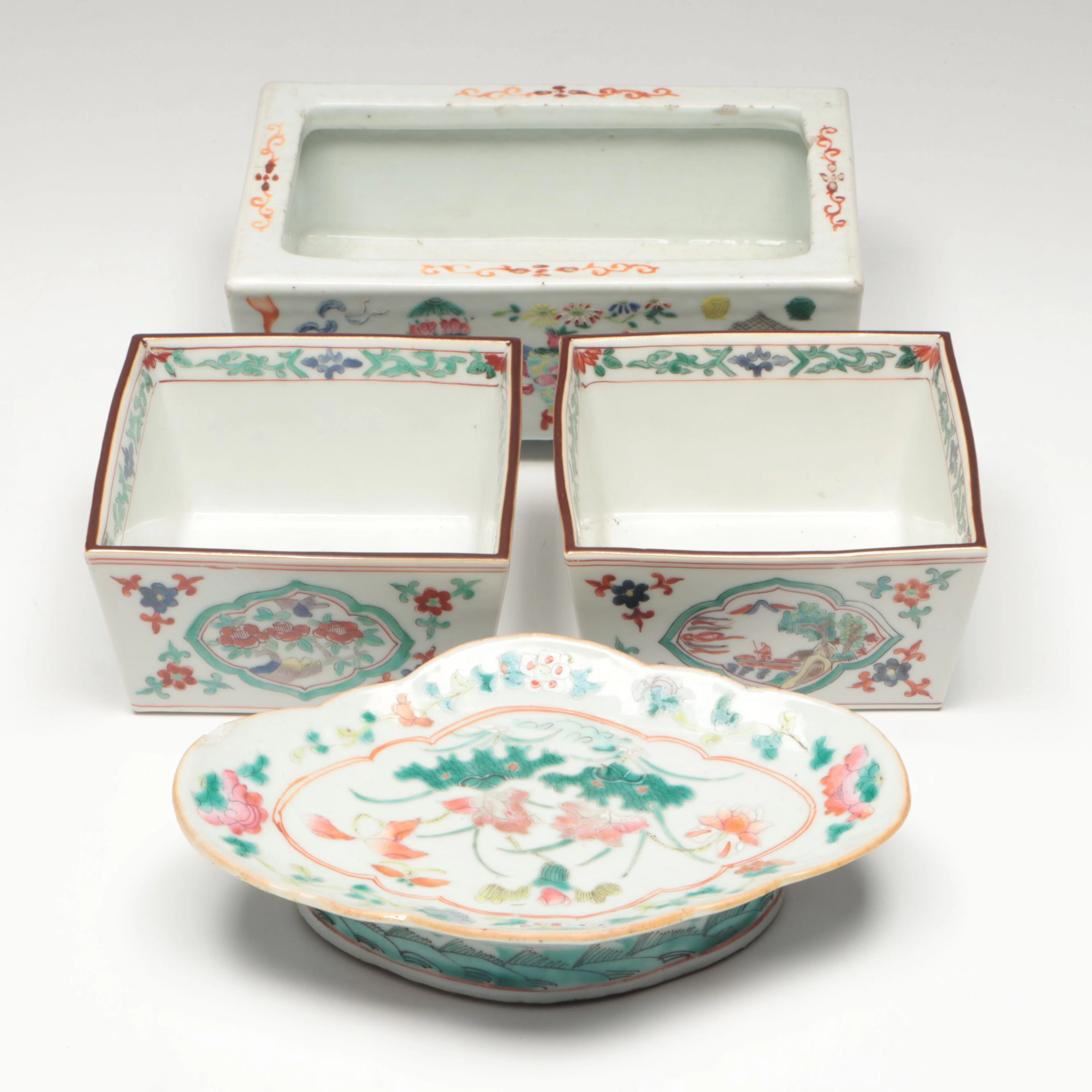 Chinese Import Style Hand-Painted Porcelain Dish and Others