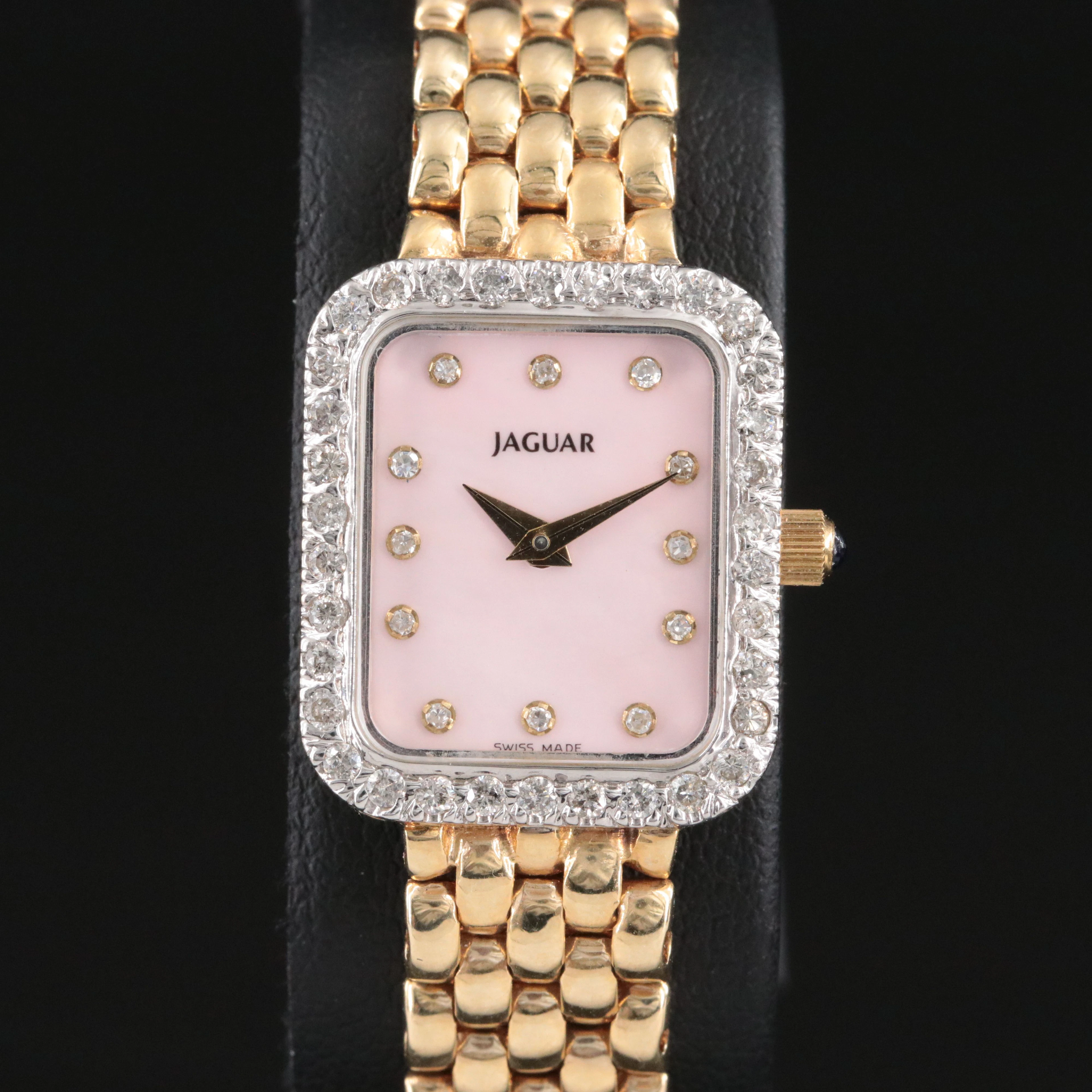 14K Jaguar Pink M.O.P. Diamond Dial & Bezel Quartz Watch
