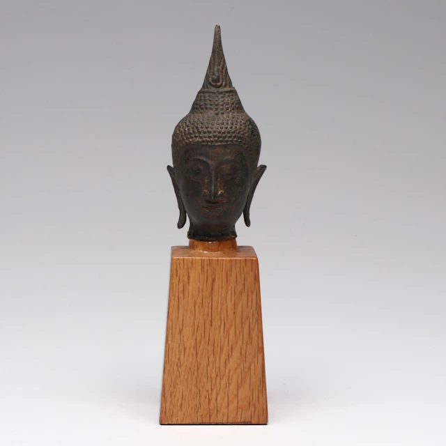 Thai Bronze Ayuthia Style Head of Buddha, 20th Century
