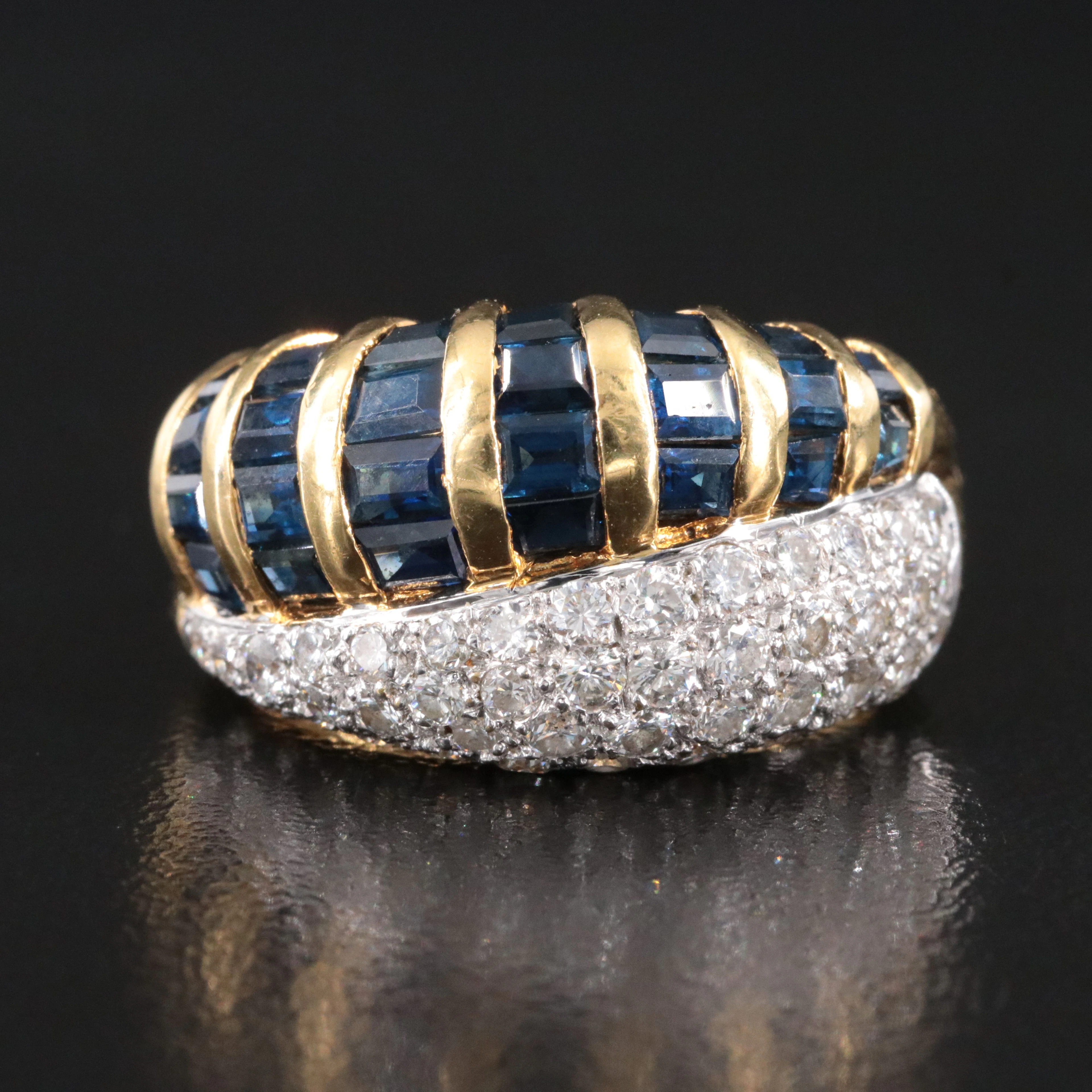18K Diamond and Sapphire Ring