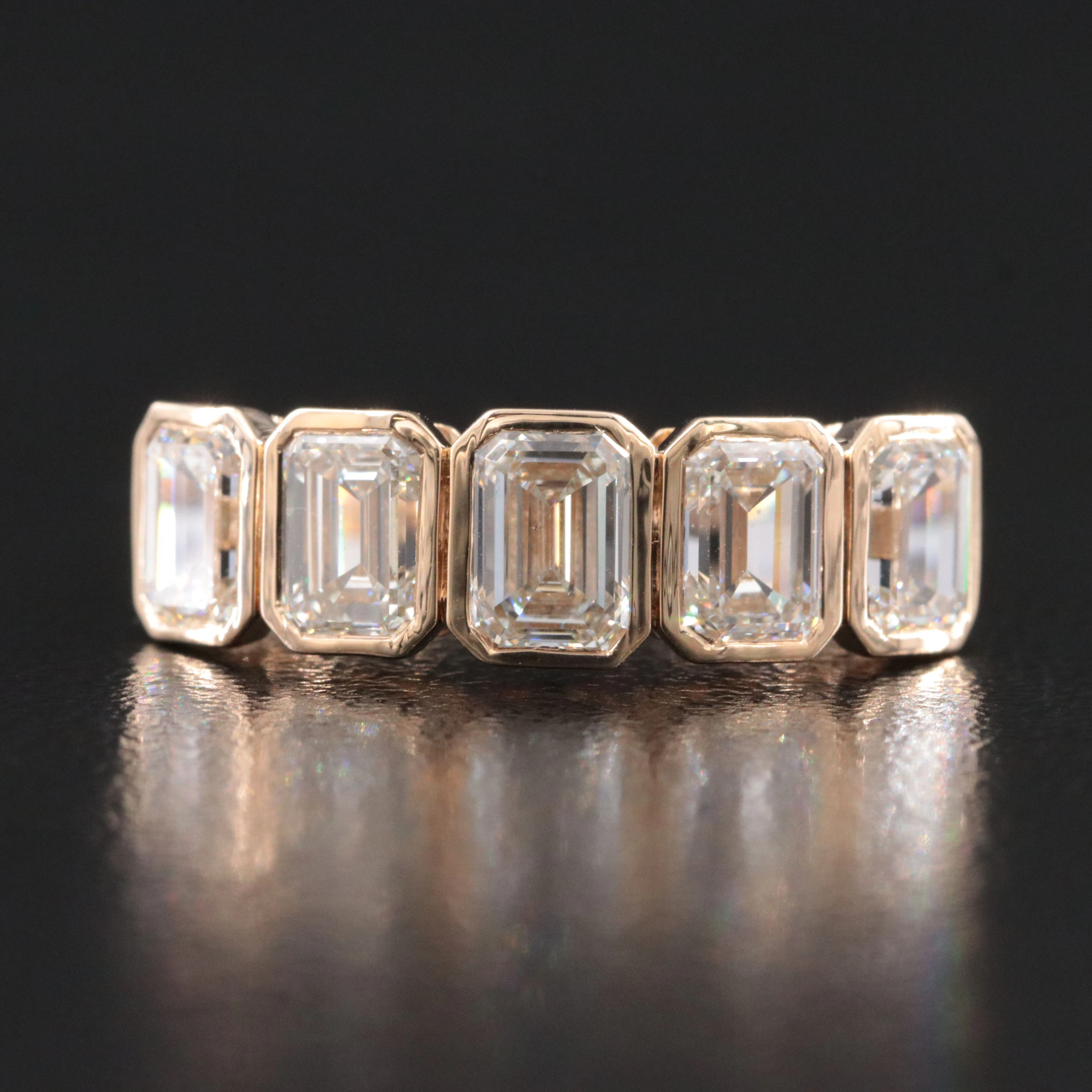 14K 2.51 CTW Diamond Five Stone Ring with GIA Reports