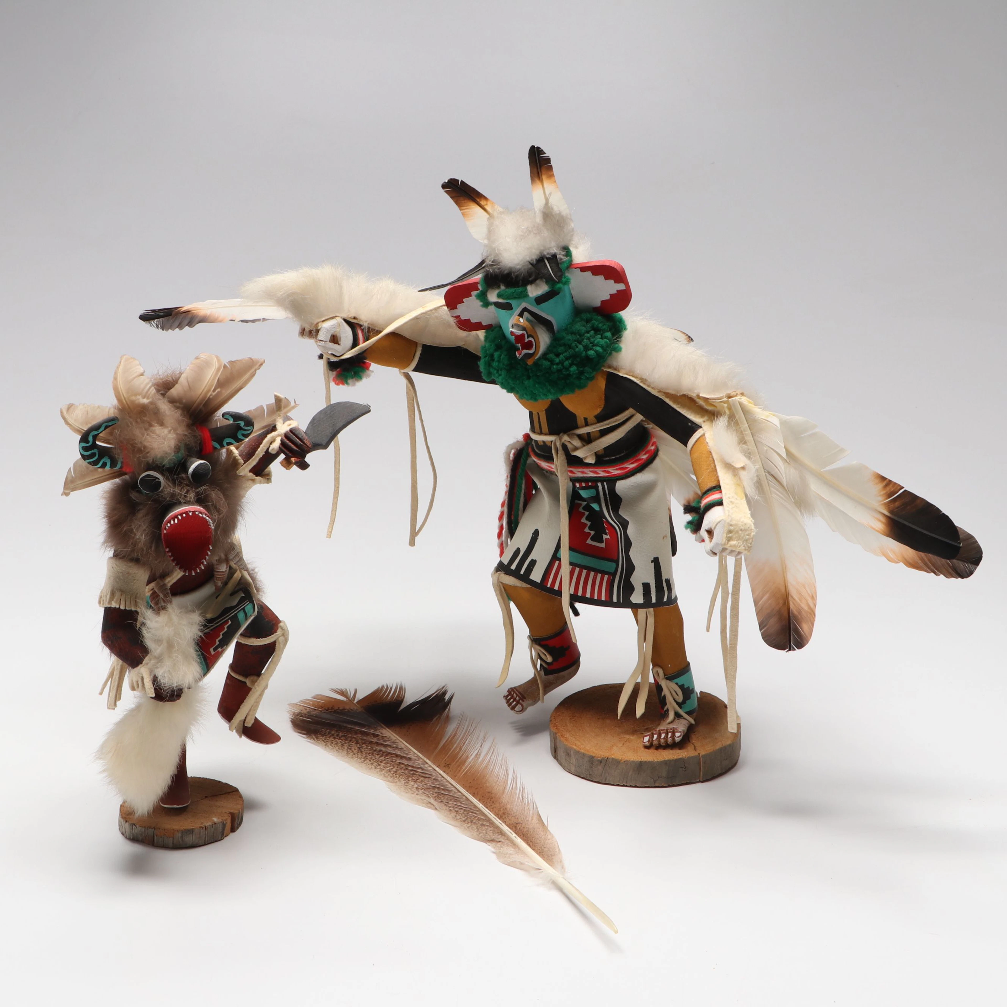 F. Largo "Eagle Dancer" and "Black Ogre" Wood Kachina Dolls