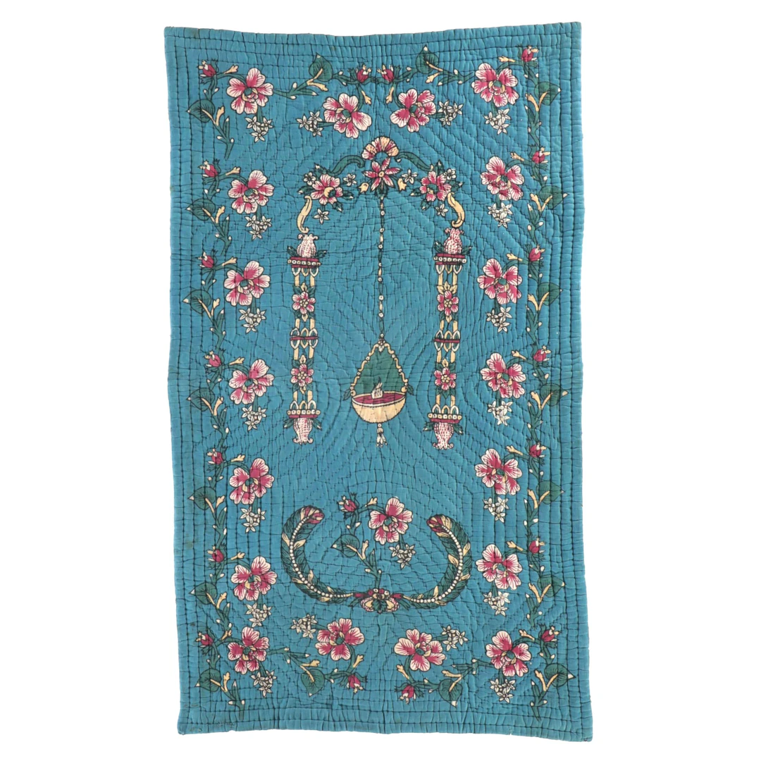 Vintage Turkish Hand Block Printed Cotton Quilt