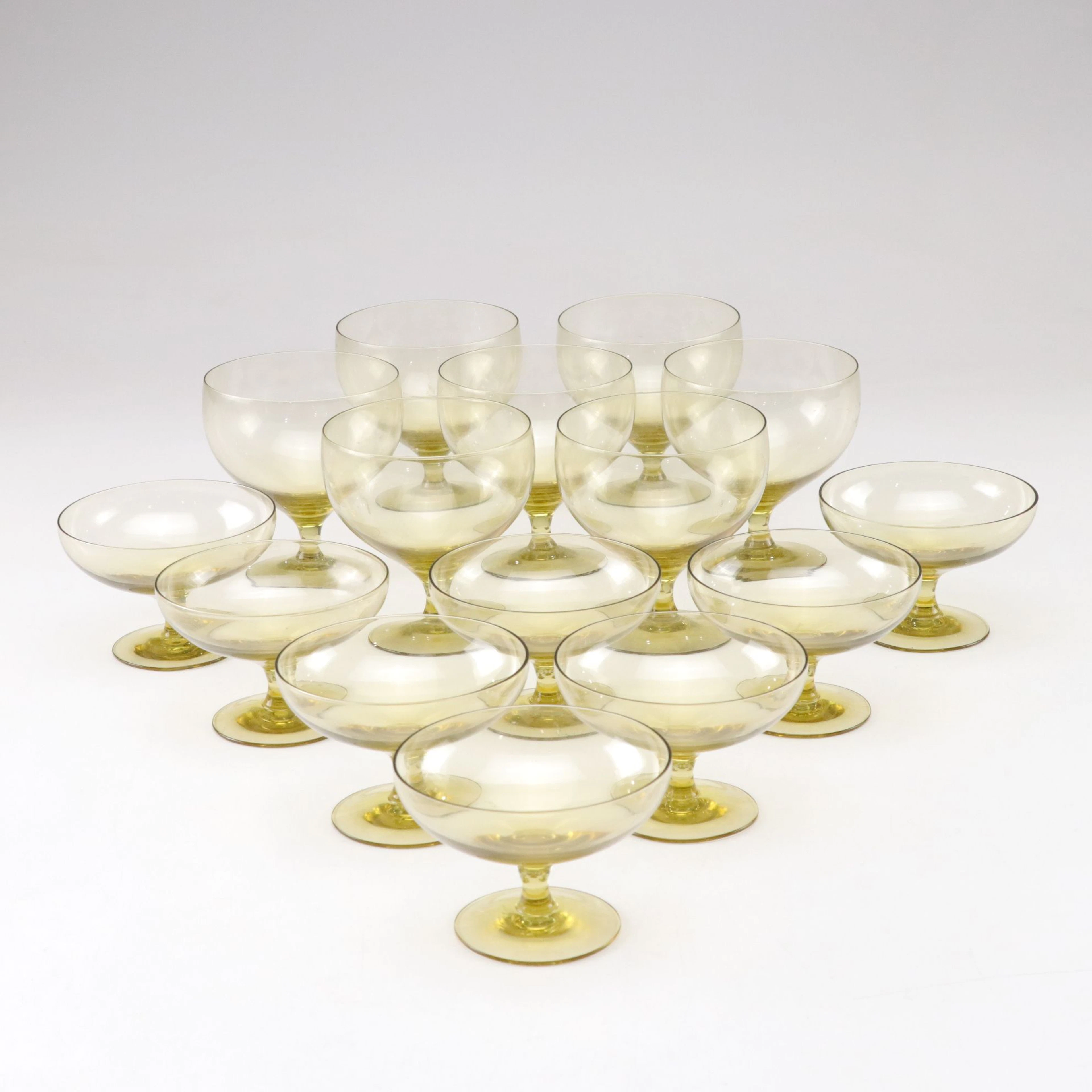 Morgantown "American Modern Chartreuse" Water Goblets & Champagne Glasses