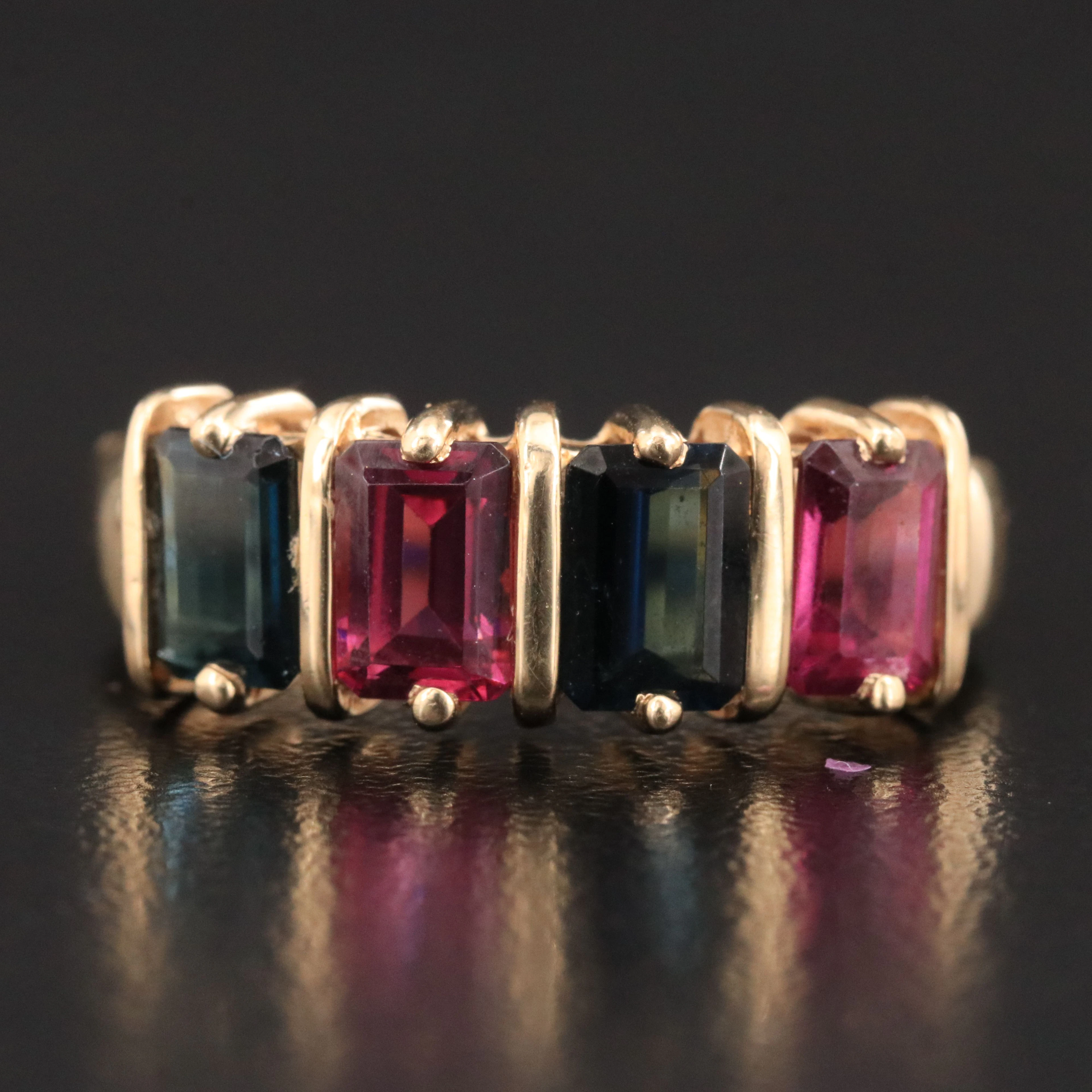 14K Garnet and Tourmaline Ring