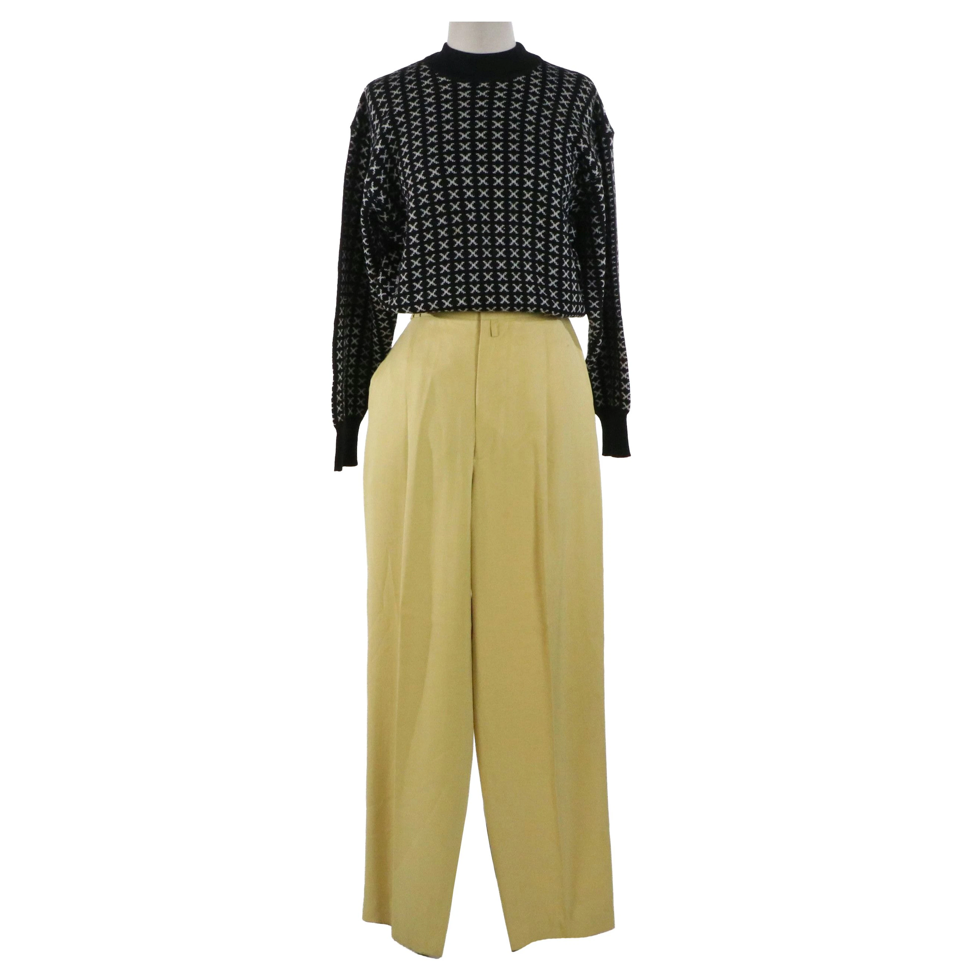 Gianni Versace Knit Sweater and Silk Pleated Trousers, Late 20th Century