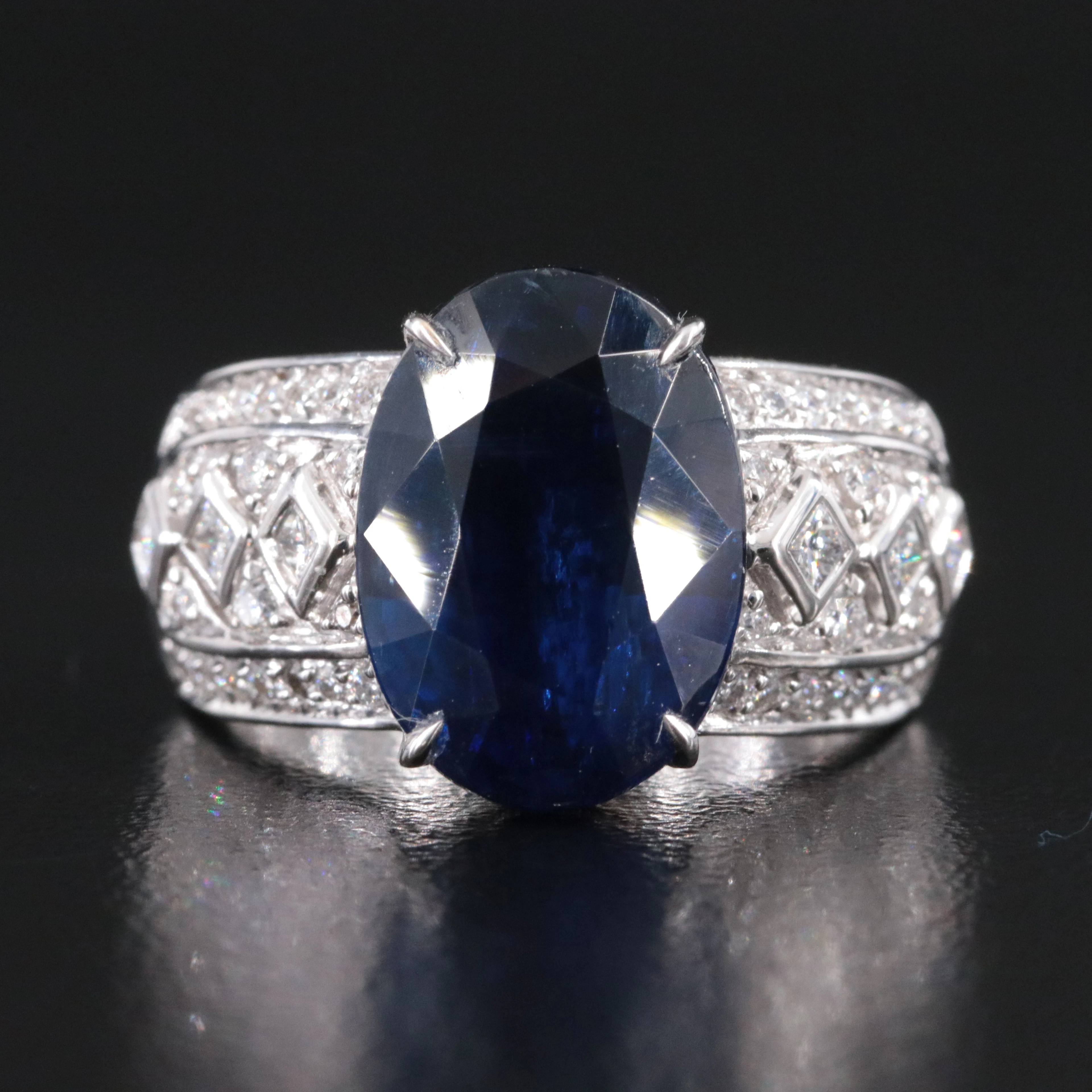 Chromia 18K 7.93 CT Kyanite and 0.53 CTW Diamond Ring