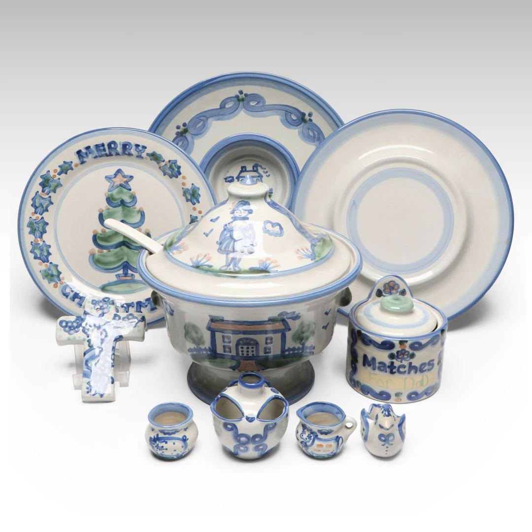 M. A. Hadley Pottery Stoneware Chip and Dip, Platter, Tureen and More