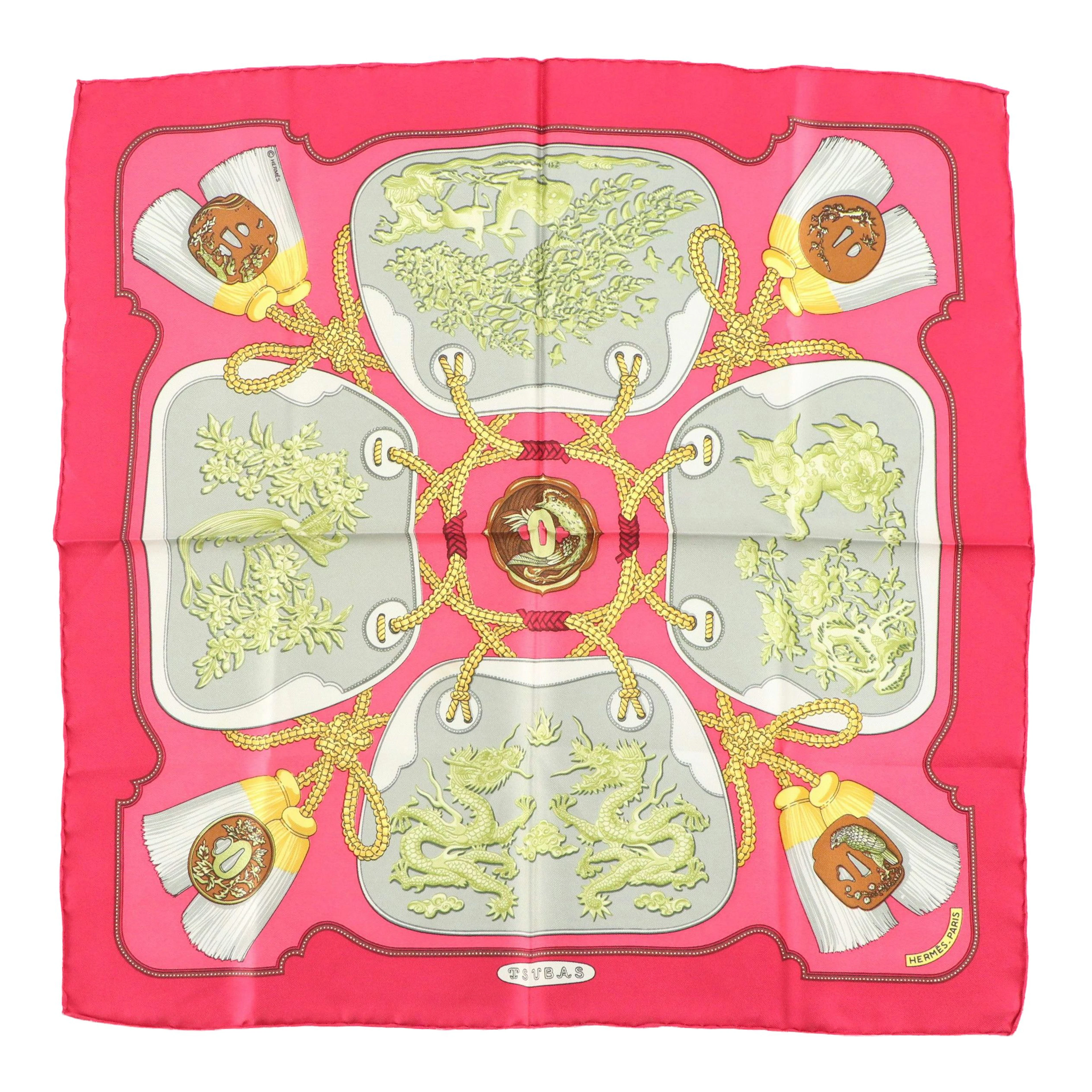 Hermès "Tsubas" Silk Twill Pocket Square